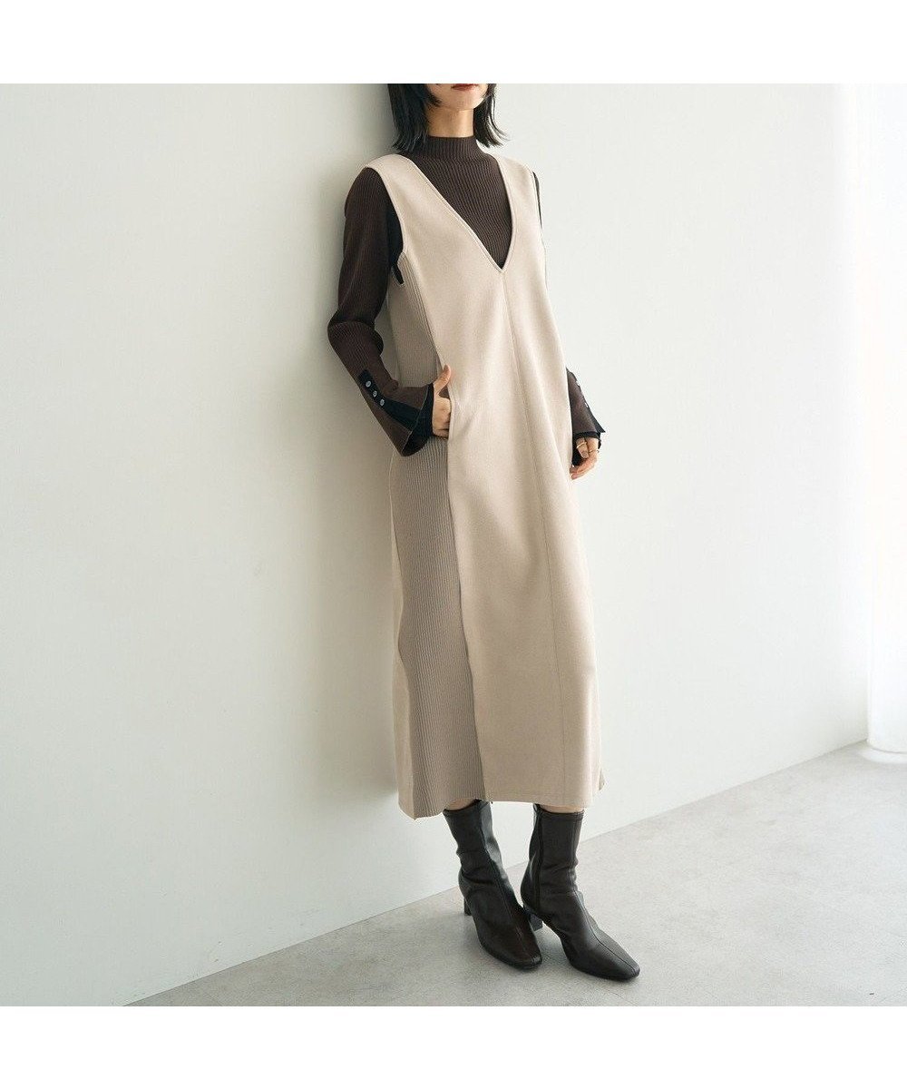 【イェッカ ヴェッカ/YECCA VECCA】のニット切替フェイクスエードジャンスカ インテリア・キッズ・メンズ・レディースファッション・服の通販 founy(ファニー) ファッション Fashion レディースファッション Fashion for Women スカート Skirts ストレッチ Stretch, Stretchy Fabric トレンド Trend, Trending Now フロント Front, Front Design ポケット Pocket, Pocket Detail 今季 This Season, Current Season 切替 Switching, Contrast Panel A/W・秋冬 Autumn/Winter Gray Beige|ID: prp329100004862271 ipo3291000000036087101