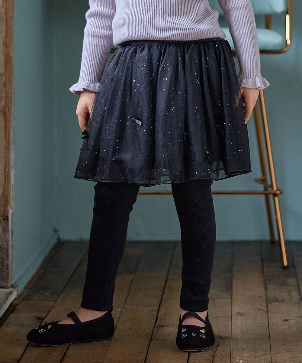 【エニィ/ANY / KIDS】のリボン×ラメチュールスカッツ インテリア・キッズ・メンズ・レディースファッション・服の通販 founy(ファニー) 　ファッション　Fashion　キッズファッション　Fashion for Kids　ボトムス　Bottoms　おすすめ　Recommended / Our Picks　チュール　Tulip, Tulip Motif　ポケット　Pocket, Pocket Detail　リボン　Ribbon, Bow　A/W・秋冬　Autumn/Winter　ブラック|ID: prp329100004862449 ipo3291000000036111446