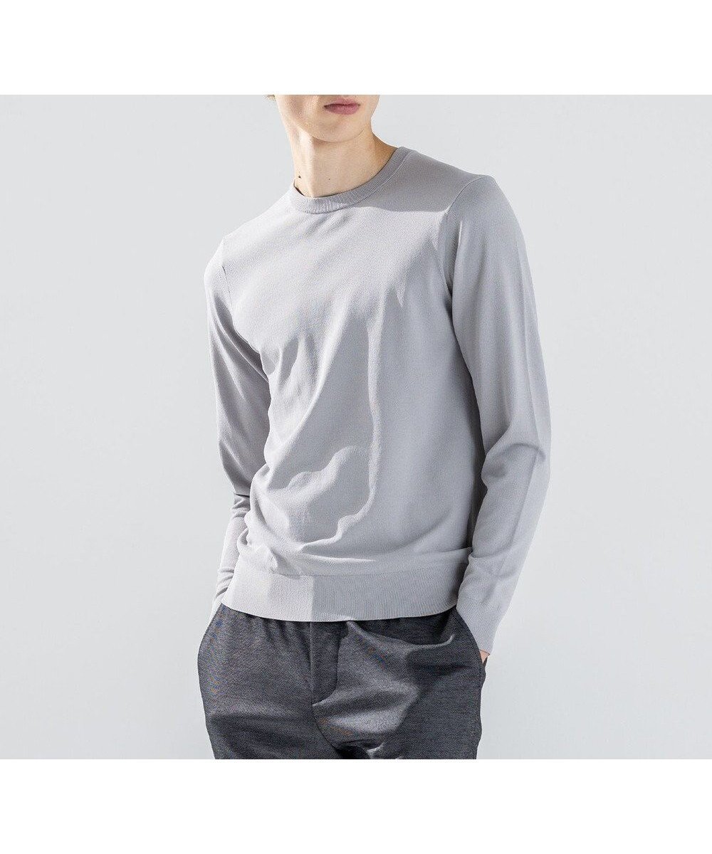 【ジョゼフ オム/JOSEPH HOMME / MEN】の【ストレッチ】リュクスレーヨン クルーネック長袖ニット インテリア・キッズ・メンズ・レディースファッション・服の通販 founy(ファニー) ファッション Fashion メンズファッション Fashion for Men トップス・カットソー Cut & Sew Tops ニット・セーター / 定番トップス Knit Tops & Sweaters シンプル Simple, Minimal ジャケット Jacket, Outerwear ストレッチ Stretch, Stretchy Fabric セーター Sweater, Knitwear ベーシック Basic, Essential エレガント 上品 Elegant A/W・秋冬 Autumn/Winter 長袖 Long Sleeve, Full Sleeve ライトグレー系|ID: prp329100004862476 ipo3291000000036111845