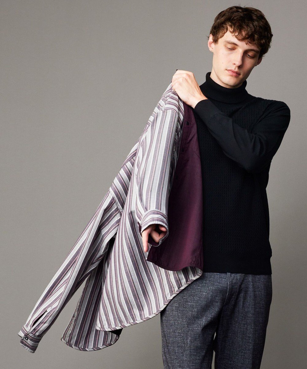 【ジョセフ アブード/JOSEPH ABBOUD / MEN】の【2WAY】リバーシブル シャツ インテリア・キッズ・メンズ・レディースファッション・服の通販 founy(ファニー) 　ファッション　Fashion　メンズファッション　Fashion for Men　トップス・カットソー　Cut & Sew Tops　メンズシャツ　Shirts　ストライプ　Stripe, Striped Pattern　デニム　Denim, Jeans Material　ドット　Polka Dot, Dot Pattern　パターン　Pattern, Design Print　リバーシブル　Reversible, Two-Sided　ワイヤー　Wire, Wired Bra　夏　Summer　定番　Standard, Basic Item　無地　Plain, Solid Color　秋　Autumn　A/W・秋冬　Autumn/Winter　羽織　Haori, Light Jacket　ワイン系|ID: prp329100004862496 ipo3291000000036112336