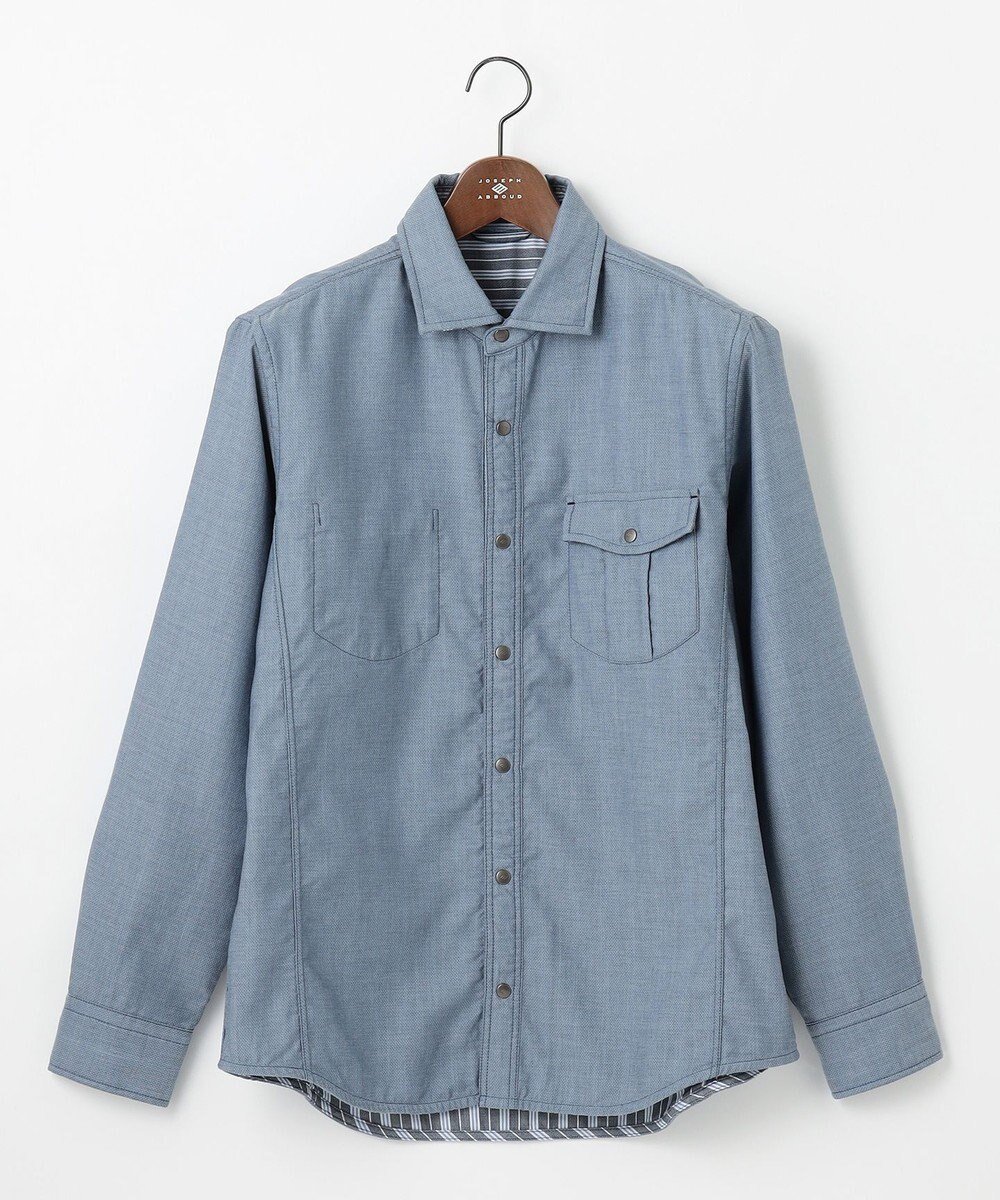 【ジョセフ アブード/JOSEPH ABBOUD / MEN】の【2WAY】リバーシブル シャツ インテリア・キッズ・メンズ・レディースファッション・服の通販 founy(ファニー) 　ファッション　Fashion　メンズファッション　Fashion for Men　トップス・カットソー　Cut & Sew Tops　メンズシャツ　Shirts　ストライプ　Stripe, Striped Pattern　デニム　Denim, Jeans Material　ドット　Polka Dot, Dot Pattern　パターン　Pattern, Design Print　リバーシブル　Reversible, Two-Sided　ワイヤー　Wire, Wired Bra　夏　Summer　定番　Standard, Basic Item　無地　Plain, Solid Color　秋　Autumn　A/W・秋冬　Autumn/Winter　羽織　Haori, Light Jacket　ブルー系|ID: prp329100004862496 ipo3291000000036112338