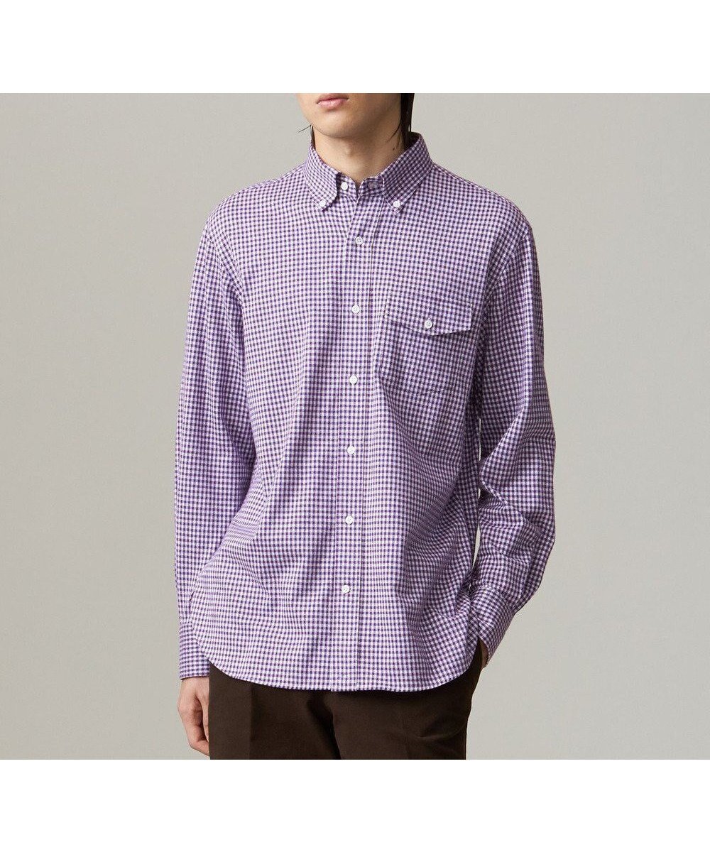【ジェイ プレス/J.PRESS / MEN】のギンガムチェック コットンネルジャージシャツ インテリア・キッズ・メンズ・レディースファッション・服の通販 founy(ファニー) 　ファッション　Fashion　メンズファッション　Fashion for Men　トップス・カットソー　Cut & Sew Tops　メンズシャツ　Shirts　インナー　Innerwear　ギンガム　Gingham, Gingham Fabric　ジャケット　Jacket, Outerwear　ストレッチ　Stretch, Stretchy Fabric　ダウン　Down, Puffer　チェック　Check, Plaid, Tartan　ドレス　Dress, One-Piece　バランス　Balance, Style Balance　パッチ　Patch, Appliqué　フィット　Fit, Slim Fit　フラップ　Flap, Flap Pocket　ブルゾン　Blouson, Bomber Jacket　ベーシック　Basic, Essential　ポケット　Pocket, Pocket Detail　メンズ　Men's, Menswear　冬　Winter / This Winter　A/W・秋冬　Autumn/Winter　おすすめ　Recommended / Our Picks　パープル系3|ID: prp329100004862500 ipo3291000000036112425
