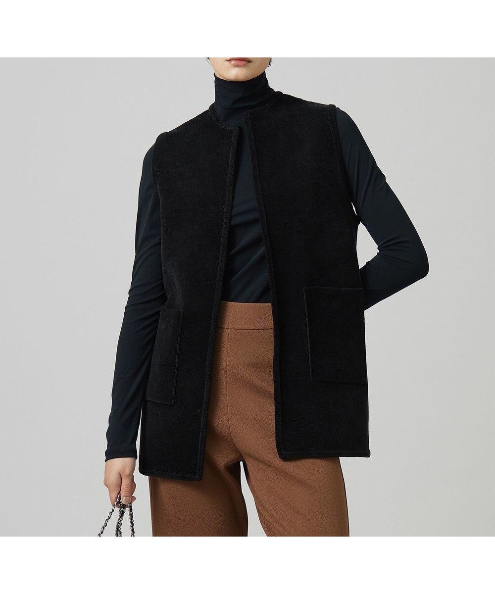 【アイシービー/iCB】の【洗える】スウェードライクニットジレ インテリア・キッズ・メンズ・レディースファッション・服の通販 founy(ファニー) 　ファッション　Fashion　レディースファッション　Fashion for Women　アウター　Coat / Outerwear Collection　トップス・カットソー　Cut & Sew Tops　ニット　Knit Tops & Sweaters　ベスト&ジレ / 重ね着スタイル　Vests & Gilets　インナー　Innerwear　洗える　Machine Washable　秋　Autumn　トリミング　Trimming, Decorative Edge　トレンド　Trend, Trending Now　フロント　Front, Front Design　ベスト　Vest, Waistcoat　ポケット　Pocket, Pocket Detail　ミドル　Middle Length, Mid Height　リバーシブル　Reversible, Two-Sided　A/W・秋冬　Autumn/Winter　2024年　2024　2024-2025秋冬・A/W　Autumn/Winter 2024–25 AW24–25　ブラック系|ID: prp329100004862535 ipo3291000000036113356