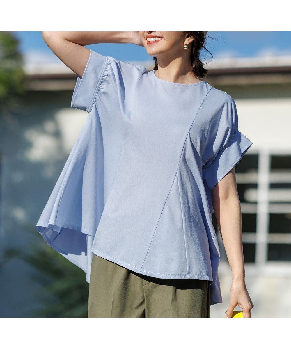 【アンフィーロ 自由区/UNFILO】のヒートシールドジャージー ボリュームフレアT 人気、トレンドファッション・服の通販 founy(ファニー) 　ファッション　Fashion　レディースファッション　Fashion for Women　トップス・カットソー　Cut & Sew Tops　シャツ・ブラウス・オフィスカジュアル　Elegant Blouses & Button-Ups　ロングTシャツ・Tシャツ　Longline T-Shirts & Tees　カットソー・ベーシックTシャツ　Cut-and-Sewn Tops / Stretch Tees & Basics　おすすめ　Recommended / Our Picks　カットソー　Cut and Sewn Top　カフス　Cuff Design　フレア　Flare, Flared　吸水　Absorbent, Quick-Dry　夏　Summer　春　Spring　S/S・春夏　SS, Spring/Summer, Warm Season　 other-1|ID: prp329100004862536 ipo3291000000036113366