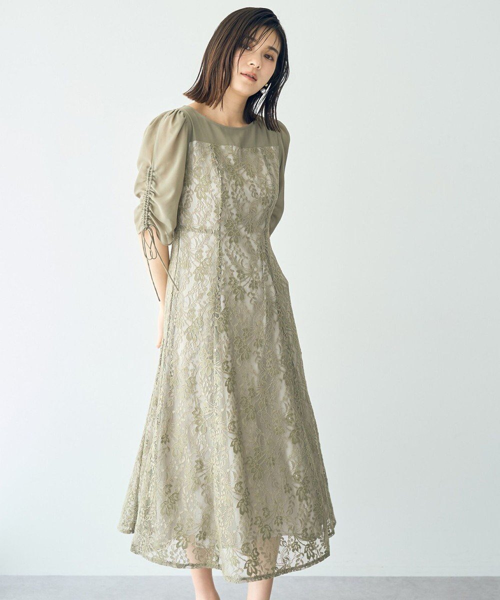 【イェッカ ヴェッカ/YECCA VECCA】のレース切替フレアドレス インテリア・キッズ・メンズ・レディースファッション・服の通販 founy(ファニー) 　ファッション　Fashion　レディースファッション　Fashion for Women　ワンピース　Dresses　フォーマル・パーティードレス・結婚式用ドレス　Elegant & Casual Dresses　おすすめ　Recommended / Our Picks　エアリー　Airy Texture　シェイプ　Shape, Slim Fit　ジョーゼット　Georgette, Semi-Sheer Fabric　ドレス　Dress, One-Piece　フェミニン　Feminine, Girly　フレア　Flare, Flared　ポケット　Pocket, Pocket Detail　レース　Lace, Lace Fabric　切替　Switching, Contrast Panel　夏　Summer　S/S・春夏　SS, Spring/Summer, Warm Season　A/W・秋冬　Autumn/Winter　結婚式　Wedding　Khaki|ID: prp329100004862542 ipo3291000000036113518