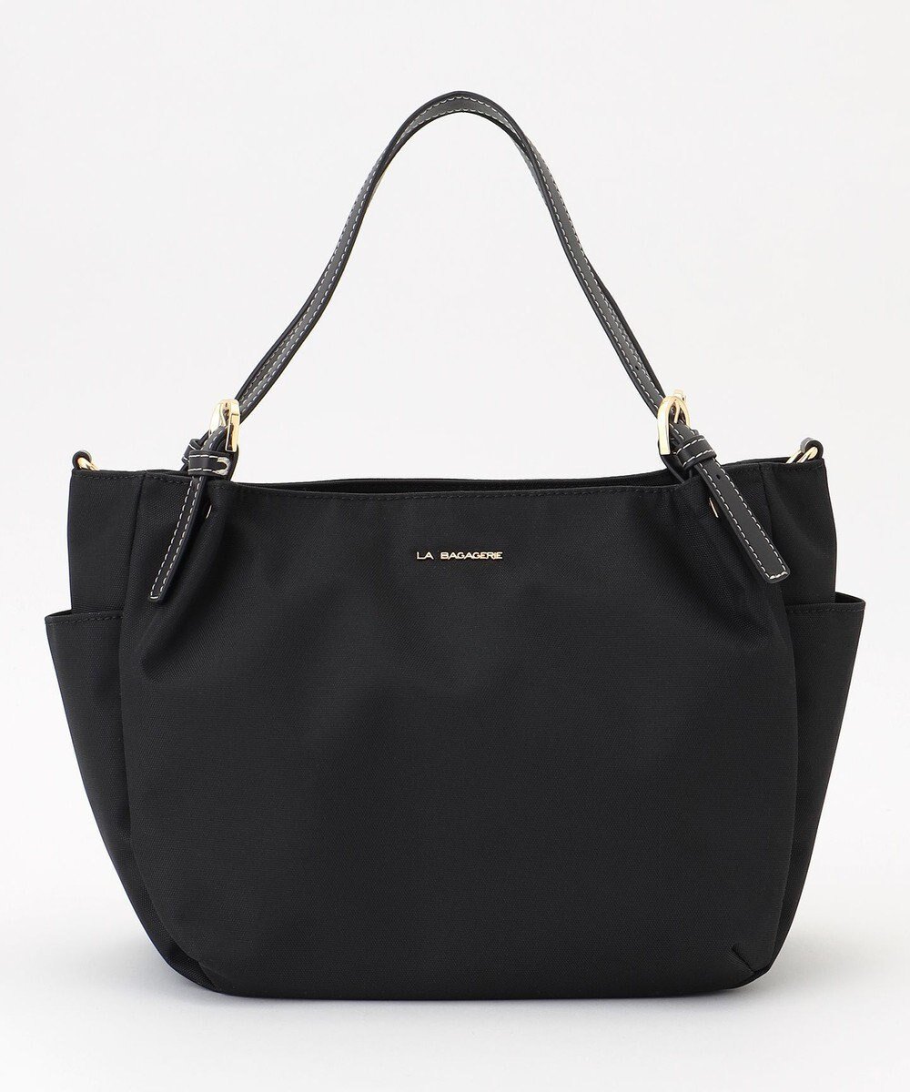 【ラ バガジェリー/LA BAGAGERIE】のポリエステルキャンバス 2WAYミニトート インテリア・キッズ・メンズ・レディースファッション・服の通販 founy(ファニー) 　ファッション　Fashion　レディースファッション　Fashion for Women　バッグ　Bags　キャンバス　Canvas, Canvas Fabric　軽量　Lightweight, Ultra Light　シンプル　Simple, Minimal　スマート　Smart, Elegant　定番　Standard, Basic Item　人気　Popular, Best Seller　ポケット　Pocket, Pocket Detail　リネン　Linen, Linen Fabric　旅行　Travel　ブラック|ID: prp329100004862544 ipo3291000000036113596