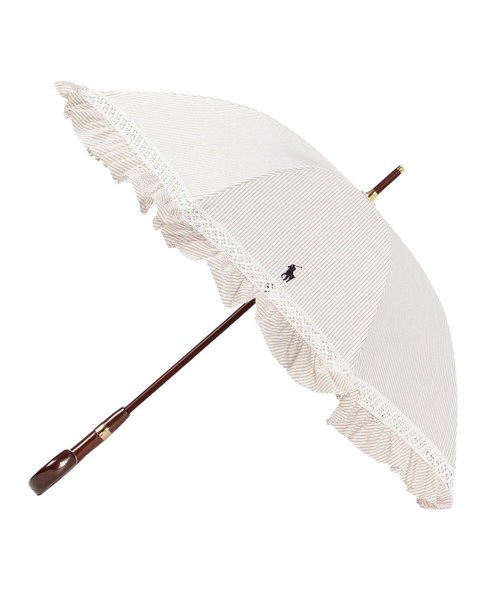 【ムーンバット/MOONBAT】のPOLO RALPH LAUREN 晴雨兼用日傘 長傘 ストライプフリル/遮光 遮熱 UV インテリア・キッズ・メンズ・レディースファッション・服の通販 founy(ファニー) ファッション Fashion レディースファッション Fashion for Women レイングッズ・傘・晴雨兼用傘 Umbrellas & Rain Gear アイビー Ivy Pattern 傘 Umbrella, Parasol ストライプ Stripe, Striped Pattern ニューヨーク New York, NYC Style フリル Frill, Ruffle 日傘 Parasol, UV Umbrella エレガント 上品 Elegant ベージュ|ID: prp329100004862554 ipo3291000000036113926