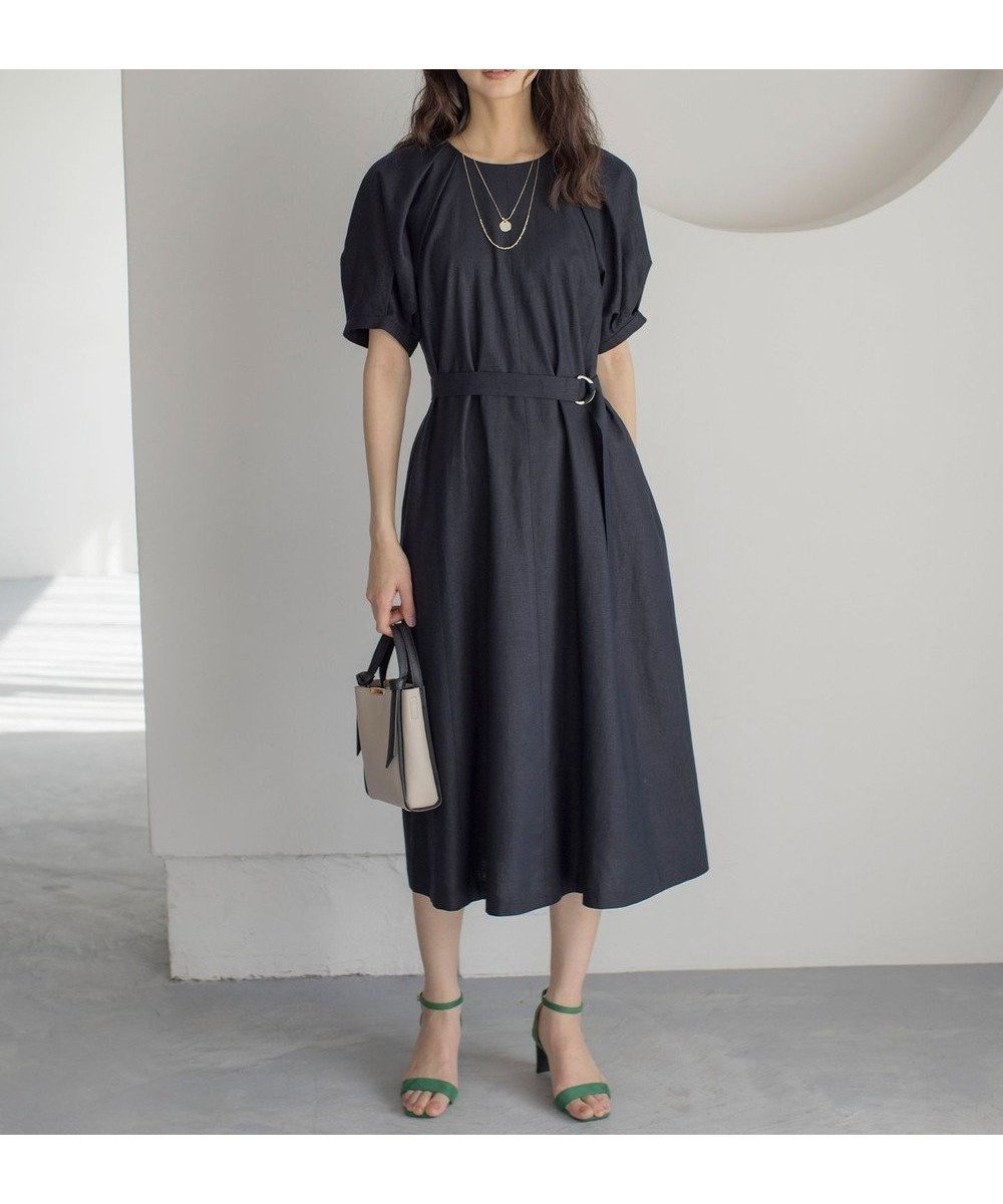 【組曲/KUMIKYOKU】のリネンレーヨン ワンピース インテリア・キッズ・メンズ・レディースファッション・服の通販 founy(ファニー) 　ファッション　Fashion　レディースファッション　Fashion for Women　ワンピース　Dresses　春　Spring　ジャケット　Jacket, Outerwear　スリーブ　Sleeve, Long Sleeve / Short Sleeve　ドレープ　Drape, Draping Fabric　リネン　Linen, Linen Fabric　S/S・春夏　SS, Spring/Summer, Warm Season　おすすめ　Recommended / Our Picks　夏　Summer　エレガント 上品　Elegant　ネイビー系|ID: prp329100004862569 ipo3291000000036114339