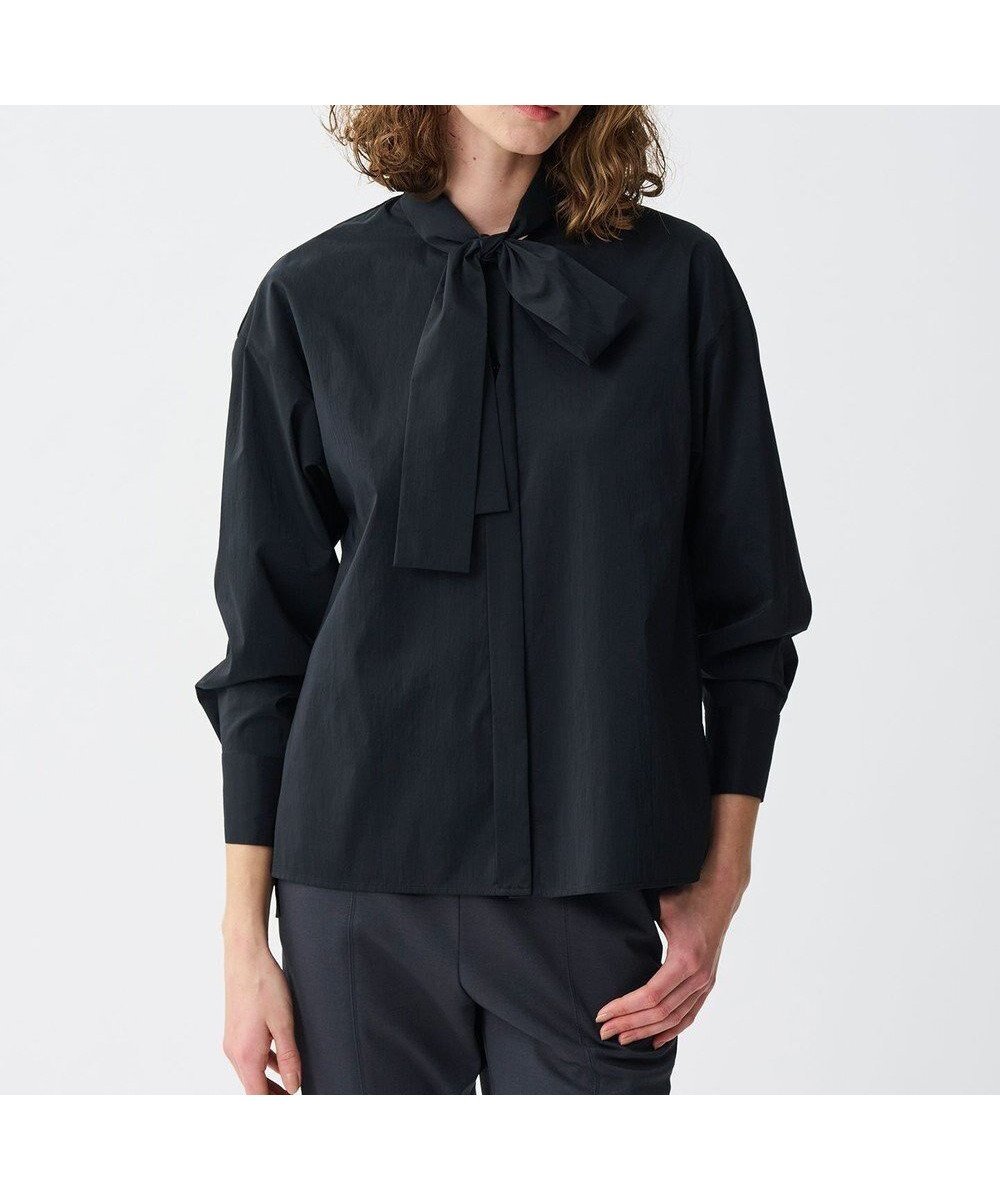 【アンクレイヴ/uncrave】のシルクライクタフタ ボウタイブラウス インテリア・キッズ・メンズ・レディースファッション・服の通販 founy(ファニー) 　ファッション　Fashion　レディースファッション　Fashion for Women　トップス・カットソー　Cut & Sew Tops　シャツ・ブラウス・オフィスカジュアル　Elegant Blouses & Button-Ups　春　Spring　ギャザー　Gathered, Ruffled　クラシカル　Classical, Vintage-Inspired　シルク　Silk, 100% Silk　ジャケット　Jacket, Outerwear　ストレッチ　Stretch, Stretchy Fabric　タフタ　Taffeta, Structured Fabric　トレンド　Trend, Trending Now　フロント　Front, Front Design　S/S・春夏　SS, Spring/Summer, Warm Season　夏　Summer　エレガント 上品　Elegant　ブラック|ID: prp329100004862580 ipo3291000000036114614