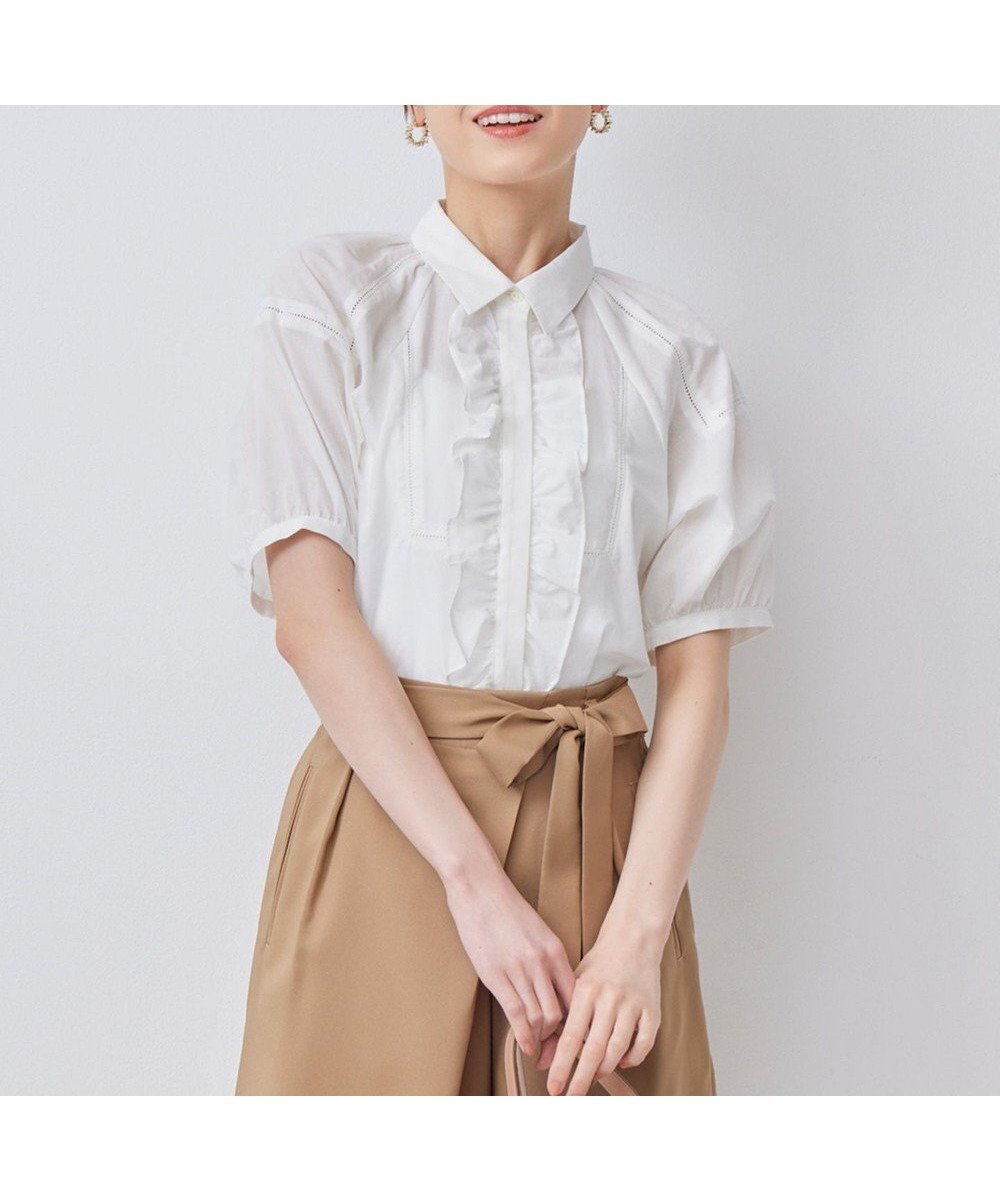 【組曲/KUMIKYOKU】の【WEB限定】ナチュラルローン フリルブラウス 人気、トレンドファッション・服の通販 founy(ファニー) 　ファッション　Fashion　レディースファッション　Fashion for Women　トップス・カットソー　Cut & Sew Tops　シャツ・ブラウス・オフィスカジュアル　Elegant Blouses & Button-Ups　ギャザー　Gathered, Ruffled　フリル　Frill, Ruffle　フロント　Front, Front Design　レース　Lace, Lace Fabric　夏　Summer　春　Spring　S/S・春夏　SS, Spring/Summer, Warm Season　 other-1|ID: prp329100004862596 ipo3291000000036115292