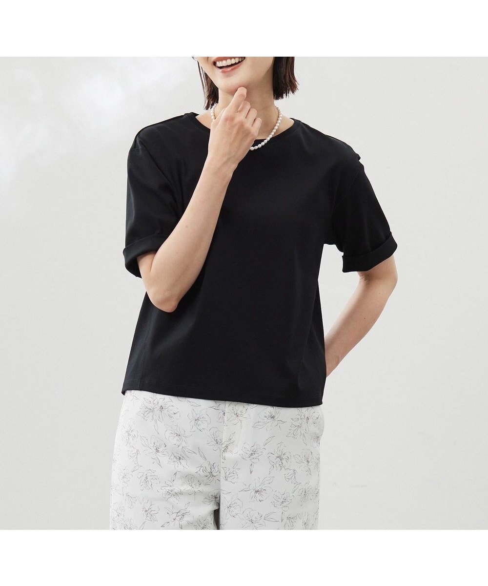 【ジェイ プレス/J.PRESS】の【洗える】フライスジャージー カットソー インテリア・キッズ・メンズ・レディースファッション・服の通販 founy(ファニー) ファッション Fashion レディースファッション Fashion for Women トップス・カットソー Cut & Sew Tops シャツ・ブラウス・オフィスカジュアル Elegant Blouses & Button-Ups ロングTシャツ・Tシャツ Longline T-Shirts & Tees カットソー・ベーシックTシャツ Cut-and-Sewn Tops / Stretch Tees & Basics 春 Spring 洗える Machine Washable カットソー Cut and Sewn Top シルケット Silket, Silky Cotton シンプル Simple, Minimal フィット Fit, Slim Fit S/S・春夏 SS, Spring/Summer, Warm Season 夏 Summer エレガント 上品 Elegant ブラック系|ID: prp329100004862616 ipo3291000000036115601