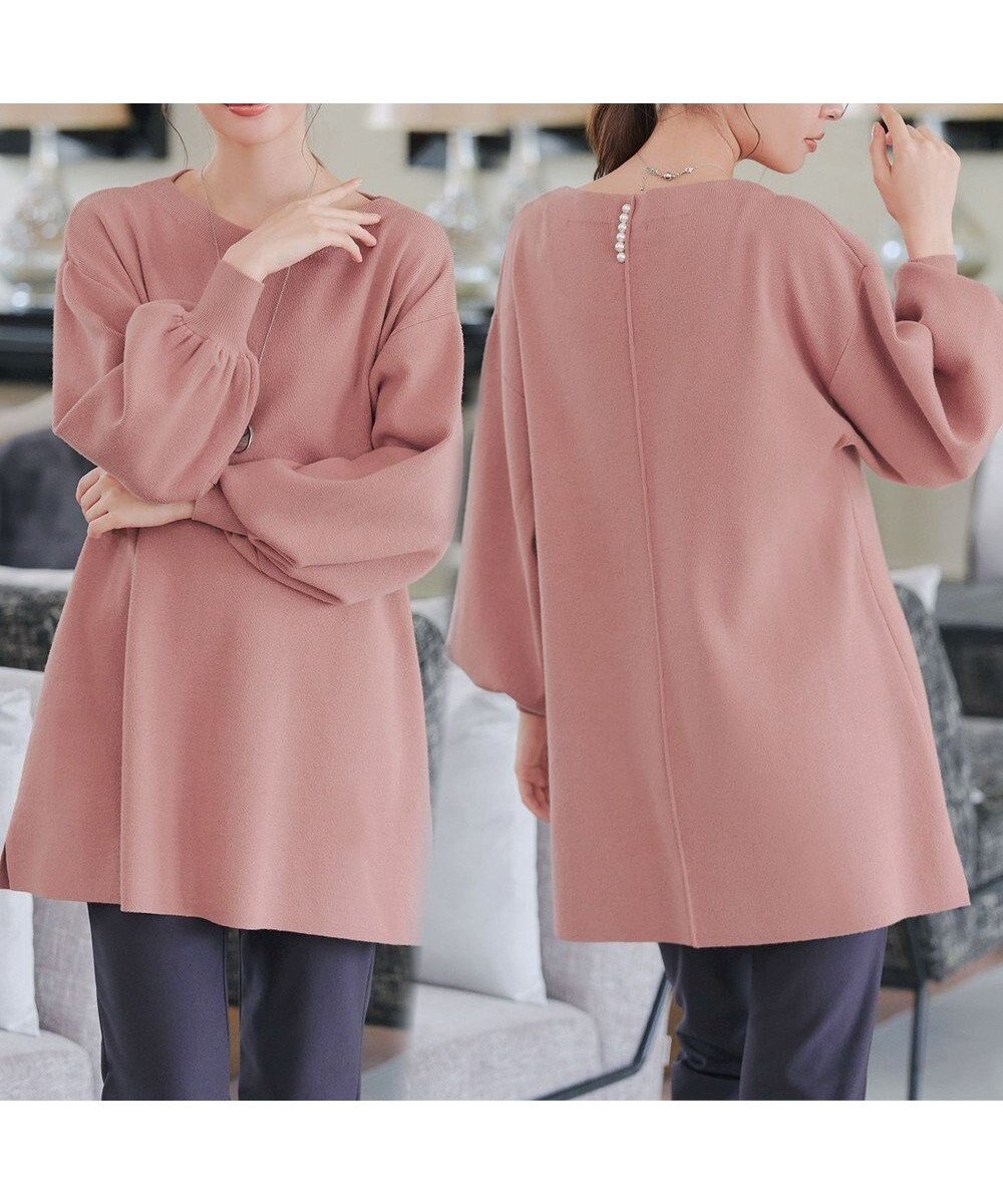 【ティアクラッセ/Tiaclasse】の【安田美沙子さん着用】ボリュームパフスリーブニットチュニック インテリア・キッズ・メンズ・レディースファッション・服の通販 founy(ファニー) 　ファッション　Fashion　レディースファッション　Fashion for Women　トップス・カットソー　Cut & Sew Tops　ニット　Knit Tops & Sweaters　アクセサリー　Fashion Accessories　春　Spring　洗える　Machine Washable　秋　Autumn　コンパクト　Compact, Small Size　シューズ　Shoes, Footwear　シンプル　Simple, Minimal　スリーブ　Sleeve, Long Sleeve / Short Sleeve　セーター　Sweater, Knitwear　チュニック　Tunic, Long Top　長袖　Long Sleeve, Full Sleeve　パール　Pearl, Pearl Accent　ポケット　Pocket, Pocket Detail　冬　Winter / This Winter　A/W・秋冬　Autumn/Winter　再入荷　Restock / Back in Stock　プチプライス・低価格　Affordable / Budget Price　エレガント 上品　Elegant　新作・新入荷　New Arrivals / New In　ピンク|ID: prp329100004862621 ipo3291000000036115819