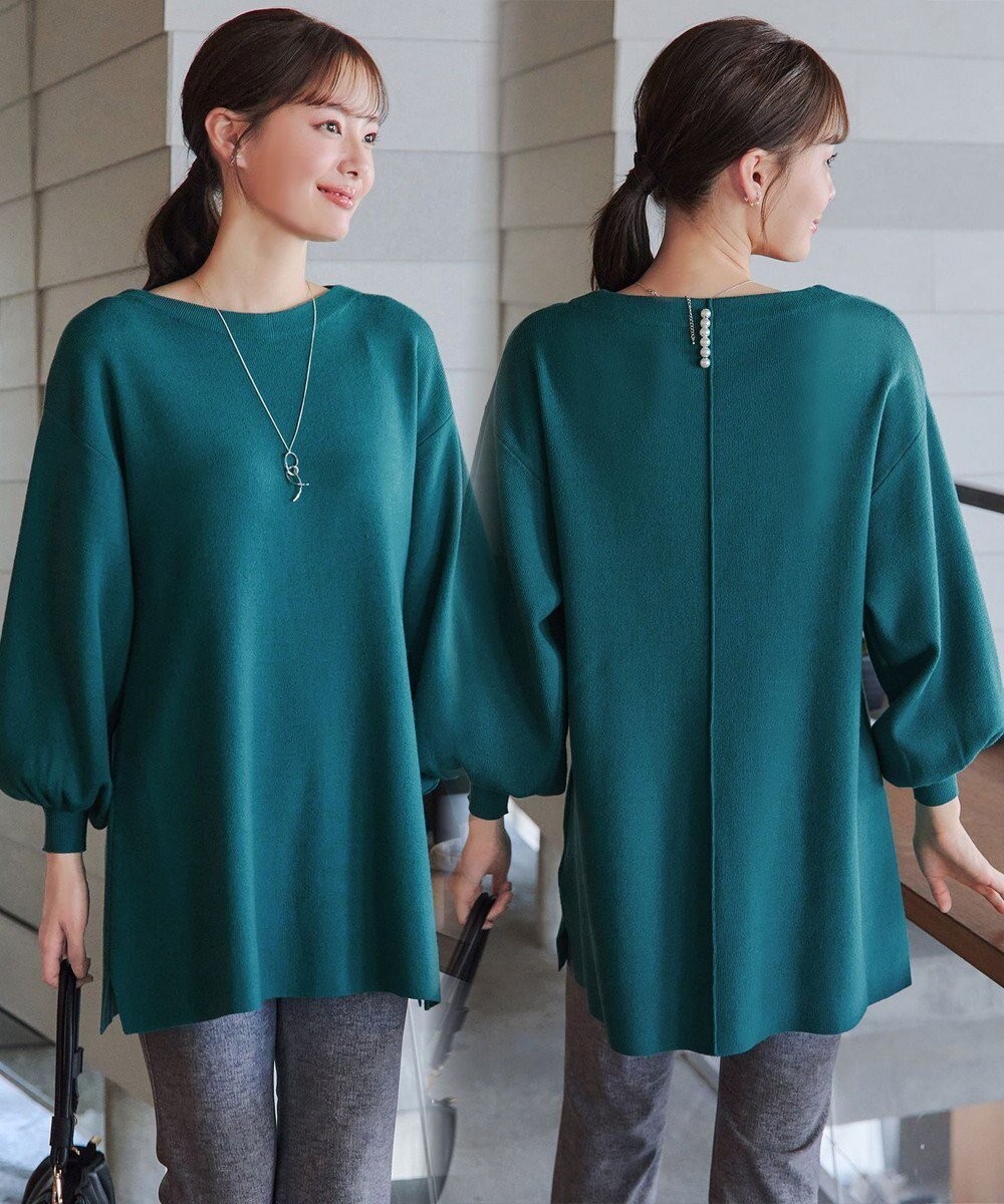 【ティアクラッセ/Tiaclasse】の【安田美沙子さん着用】ボリュームパフスリーブニットチュニック インテリア・キッズ・メンズ・レディースファッション・服の通販 founy(ファニー) 　ファッション　Fashion　レディースファッション　Fashion for Women　トップス・カットソー　Cut & Sew Tops　ニット　Knit Tops & Sweaters　アクセサリー　Fashion Accessories　春　Spring　洗える　Machine Washable　秋　Autumn　コンパクト　Compact, Small Size　シューズ　Shoes, Footwear　シンプル　Simple, Minimal　スリーブ　Sleeve, Long Sleeve / Short Sleeve　セーター　Sweater, Knitwear　チュニック　Tunic, Long Top　長袖　Long Sleeve, Full Sleeve　パール　Pearl, Pearl Accent　ポケット　Pocket, Pocket Detail　冬　Winter / This Winter　A/W・秋冬　Autumn/Winter　再入荷　Restock / Back in Stock　プチプライス・低価格　Affordable / Budget Price　エレガント 上品　Elegant　新作・新入荷　New Arrivals / New In　ターコイズ|ID: prp329100004862621 ipo3291000000036115824