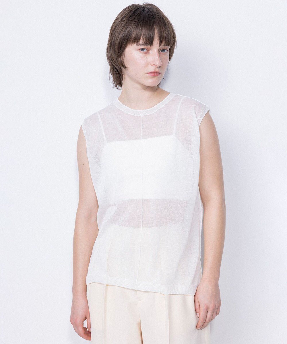 【ネイヴ/NAVE】のシアーニット ノースリーブ インテリア・キッズ・メンズ・レディースファッション・服の通販 founy(ファニー) 　ファッション　Fashion　レディースファッション　Fashion for Women　トップス・カットソー　Cut & Sew Tops　ニット　Knit Tops & Sweaters　キャミソール&ノースリーブ　Camisoles & Sleeveless Tops　インナー　Innerwear　シンプル　Simple, Minimal　スリーブ　Sleeve, Long Sleeve / Short Sleeve　セットアップ　Set-Up, Coordinated Outfit　セーター　Sweater, Knitwear　ノースリーブ　Sleeveless, No-Sleeve　ボトム　Bottoms, Lower Wear　ロング　Long, Long-Length　エレガント 上品　Elegant　夏　Summer　春　Spring　S/S・春夏　SS, Spring/Summer, Warm Season　ホワイト系|ID: prp329100004862622 ipo3291000000036115906
