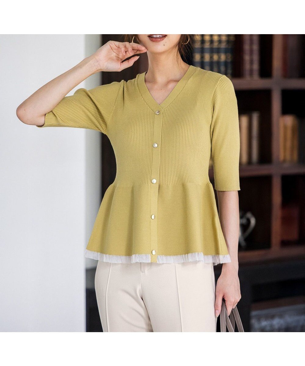 【エニィ スィス/any SiS】のシアーフリルペプラム ニット インテリア・キッズ・メンズ・レディースファッション・服の通販 founy(ファニー) ファッション Fashion レディースファッション Fashion for Women トップス・カットソー Cut & Sew Tops ニット Knit Tops & Sweaters エレガント 上品 Elegant シアー Sheer, See-Through シンプル Simple, Minimal セーター Sweater, Knitwear フォルム Silhouette, Form フリル Frill, Ruffle フレア Flare, Flared フロント Front, Front Design ペプラム Peplum, Flared Hem 新作・新入荷 New Arrivals / New In A/W・秋冬 Autumn/Winter イエロー|ID: prp329100004862625 ipo3291000000036116110