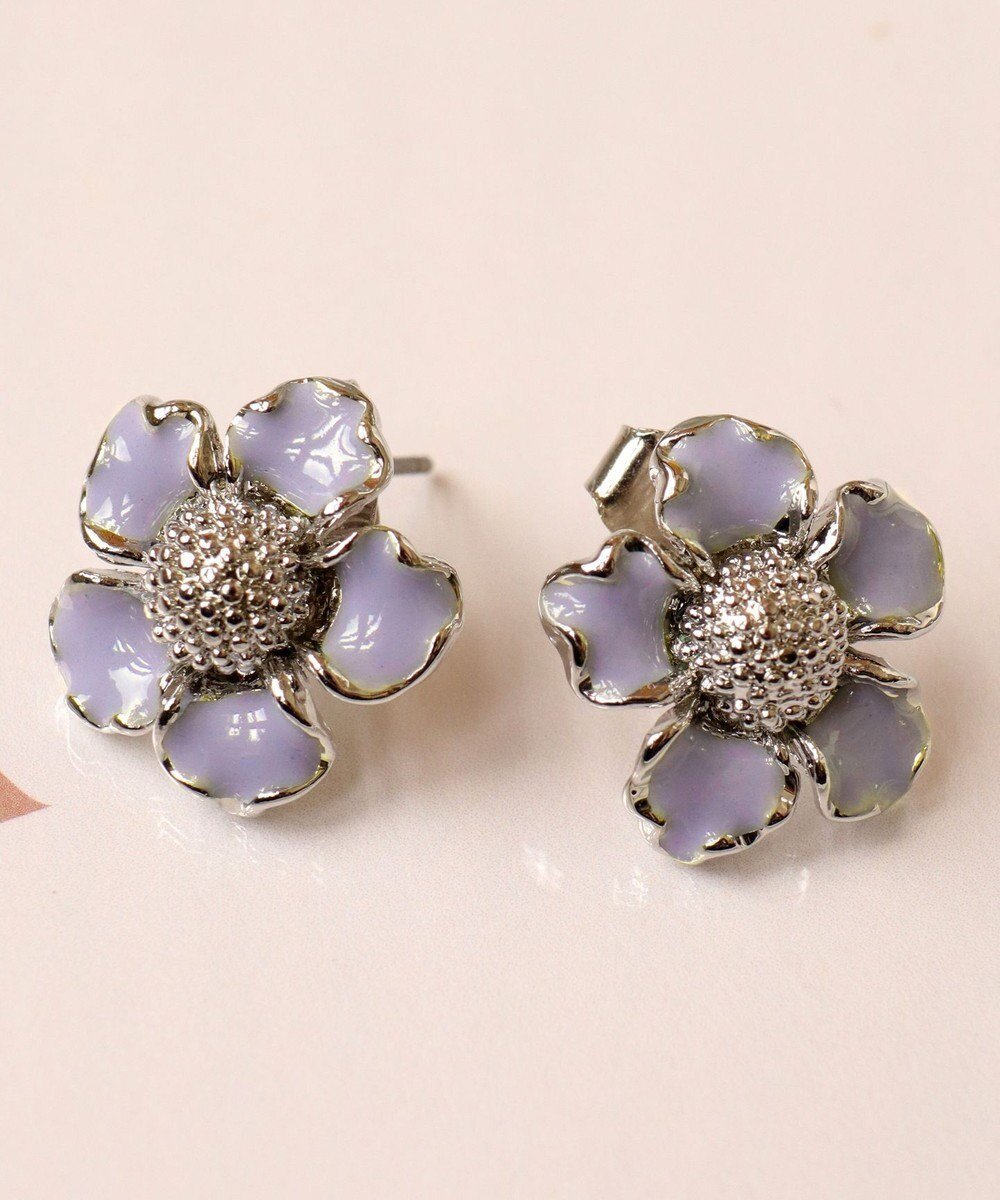 【ティアクラッセ/Tiaclasse】のカラーフラワーピアス インテリア・キッズ・メンズ・レディースファッション・服の通販 founy(ファニー) 　ファッション　Fashion　レディースファッション　Fashion for Women　アクセサリー　Fashion Accessories　エレガント 上品　Elegant　シューズ　Shoes, Footwear　シルバー　Silver, Metallic Silver　チュニック　Tunic, Long Top　フラワー　Flower, Floral　ボタニカル　Botanical, Floral Pattern　モチーフ　Motif, Design Theme　再入荷　Restock / Back in Stock　新作・新入荷　New Arrivals / New In　ラベンダー×シルバー|ID: prp329100004862658 ipo3291000000036117164