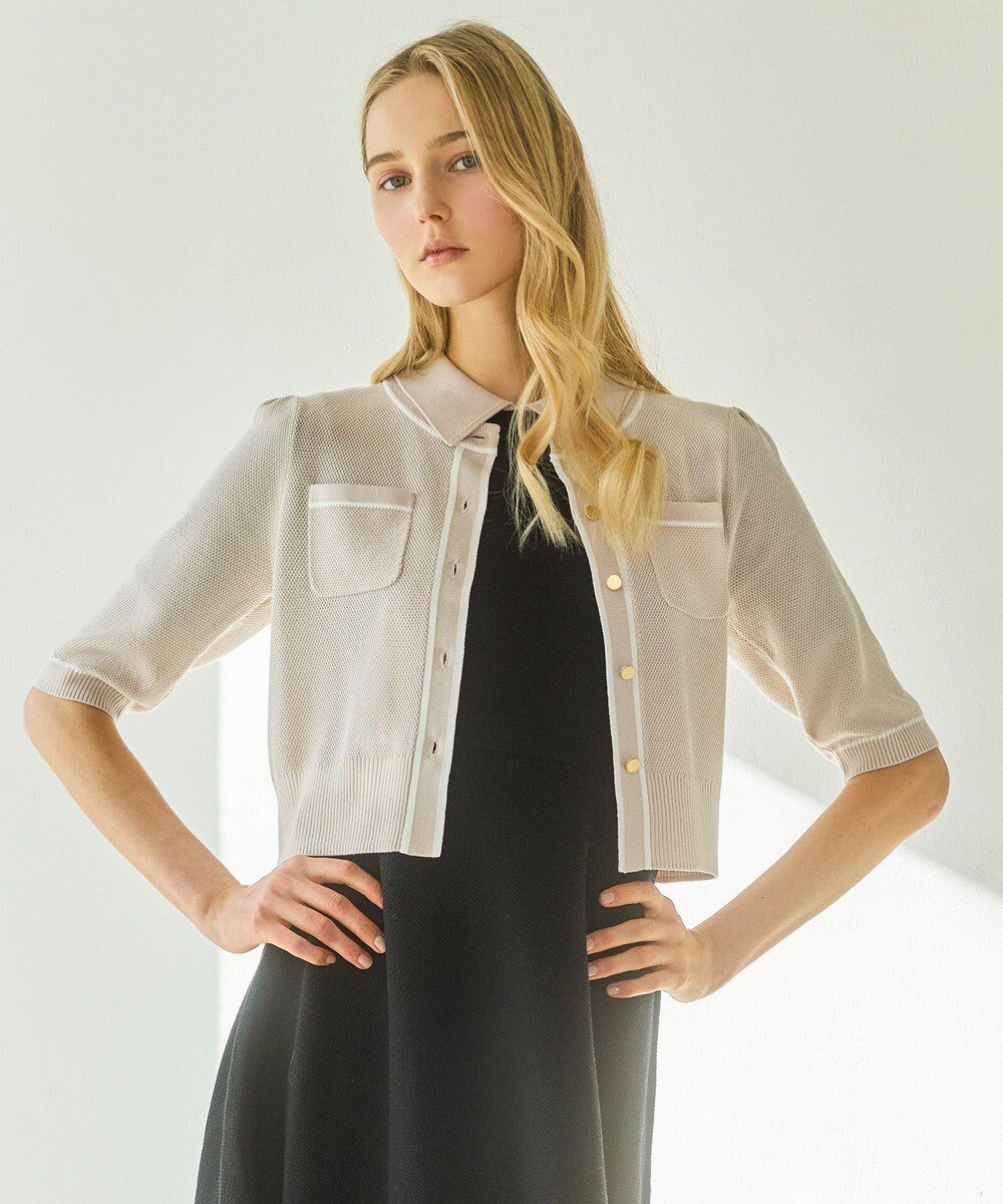 【トッカ/TOCCA】のHONEYCOMB MESH KNIT カーディガン インテリア・キッズ・メンズ・レディースファッション・服の通販 founy(ファニー) 　ファッション　Fashion　レディースファッション　Fashion for Women　トップス・カットソー　Cut & Sew Tops　ニット　Knit Tops & Sweaters　カーディガン・羽織り　Layered Style Cardigans　春　Spring　カーディガン　Cardigan, Knitwear　コンパクト　Compact, Small Size　鹿の子　Piqué, Kanoko Fabric　シルク　Silk, 100% Silk　シンプル　Simple, Minimal　トリミング　Trimming, Decorative Edge　ドレス　Dress, One-Piece　フェミニン　Feminine, Girly　フロント　Front, Front Design　ポケット　Pocket, Pocket Detail　メッシュ　Mesh, Net Fabric　S/S・春夏　SS, Spring/Summer, Warm Season　夏　Summer　エレガント 上品　Elegant　2026年　2026　ベージュ系|ID: prp329100004862677 ipo3291000000036117603