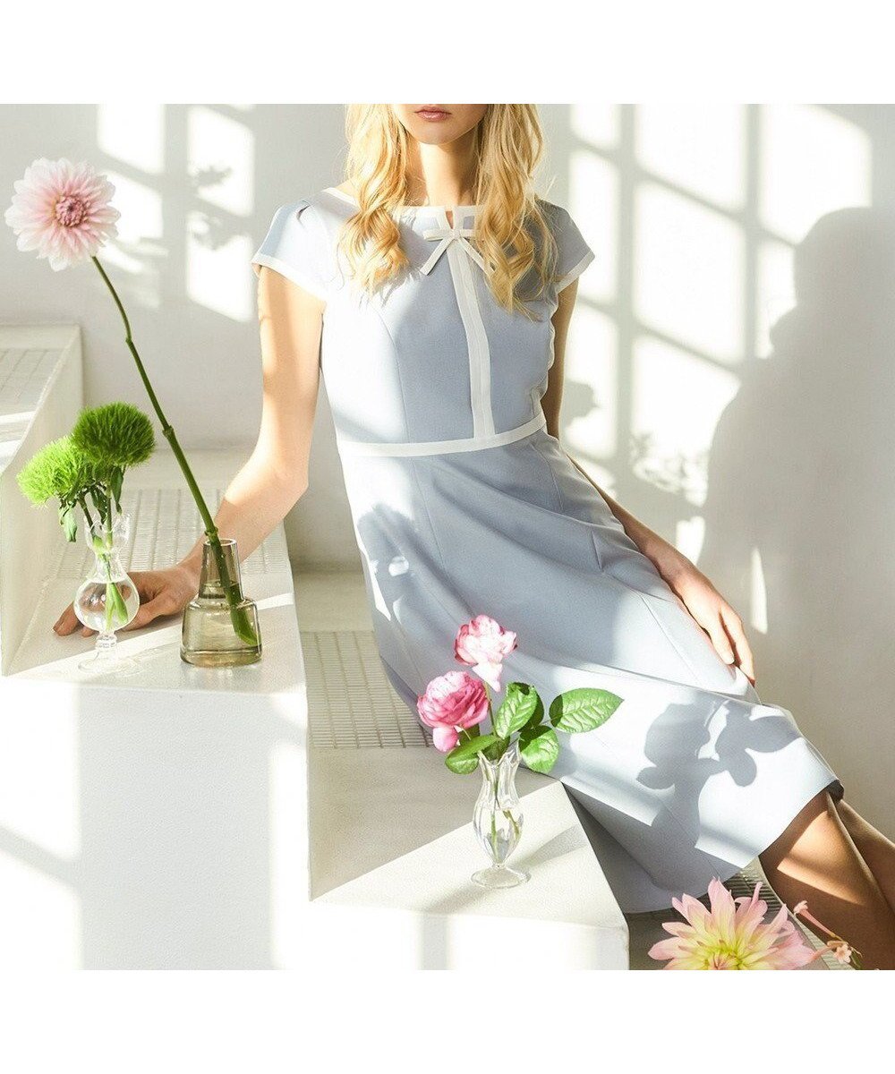 【トッカ/TOCCA】の【00サイズあり】RIBBON DUO ドレス インテリア・キッズ・メンズ・レディースファッション・服の通販 founy(ファニー) 　ファッション　Fashion　レディースファッション　Fashion for Women　ワンピース　Dresses　フォーマル・パーティードレス・結婚式用ドレス　Elegant & Casual Dresses　ドレス　Dress, One-Piece　フレア　Flare, Flared　フロント　Front, Front Design　メランジ　Melange, Mixed Yarn　リボン　Ribbon, Bow　A/W・秋冬　Autumn/Winter　S/S・春夏　SS, Spring/Summer, Warm Season　おすすめ　Recommended / Our Picks　夏　Summer　エレガント 上品　Elegant　ビジネス 仕事 通勤　Business / Work / Commuting　2026年　2026　ブルー系|ID: prp329100004862684 ipo3291000000036117700