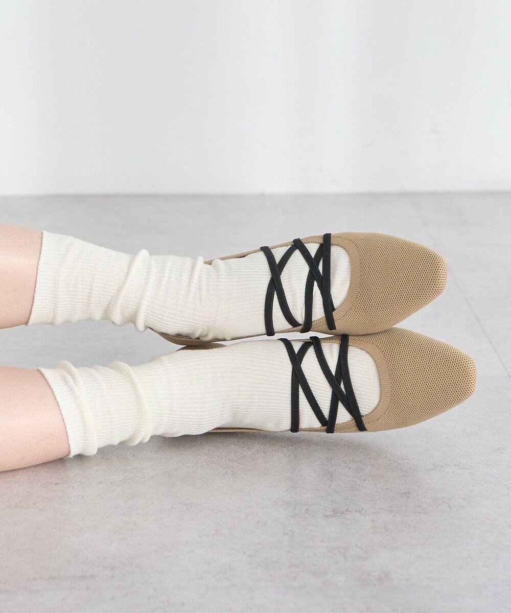 【アースミュージックアンドエコロジー/earth music&ecology】のレースアップニットバレーシューズ インテリア・キッズ・メンズ・レディースファッション・服の通販 founy(ファニー) 　ファッション　Fashion　レディースファッション　Fashion for Women　シューズ　Shoes, Footwear　バレエ　Ballet, Ballet Style　フィット　Fit, Slim Fit　フラット　Flat, Flat Shoes　レース　Lace, Lace Fabric　ビジネス 仕事 通勤　Business / Work / Commuting　Beige|ID: prp329100004862695 ipo3291000000036117848