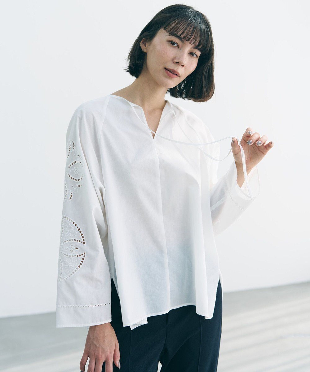 【アンフィーロ 自由区/UNFILO】のエンブロイダリー ブラウス 人気、トレンドファッション・服の通販 founy(ファニー) 　ファッション　Fashion　レディースファッション　Fashion for Women　トップス・カットソー　Cut & Sew Tops　シャツ・ブラウス・オフィスカジュアル　Elegant Blouses & Button-Ups　エンブロイダリー　Embroidery Design　春　Spring　カーゴパンツ　Cargo Pants, Utility Pants　スキッパー　Skipper, Open Collar　スリーブ　Sleeve, Long Sleeve / Short Sleeve　デニム　Denim, Jeans Material　ボトム　Bottoms, Lower Wear　楽ちん　Easy Fit, Comfortable　ワイド　Wide, Wide Fit　ワーク　Workwear, Utility Style　S/S・春夏　SS, Spring/Summer, Warm Season　再入荷　Restock / Back in Stock　おすすめ　Recommended / Our Picks　夏　Summer　新作・新入荷　New Arrivals / New In　 other-1|ID: prp329100004862761 ipo3291000000036118341