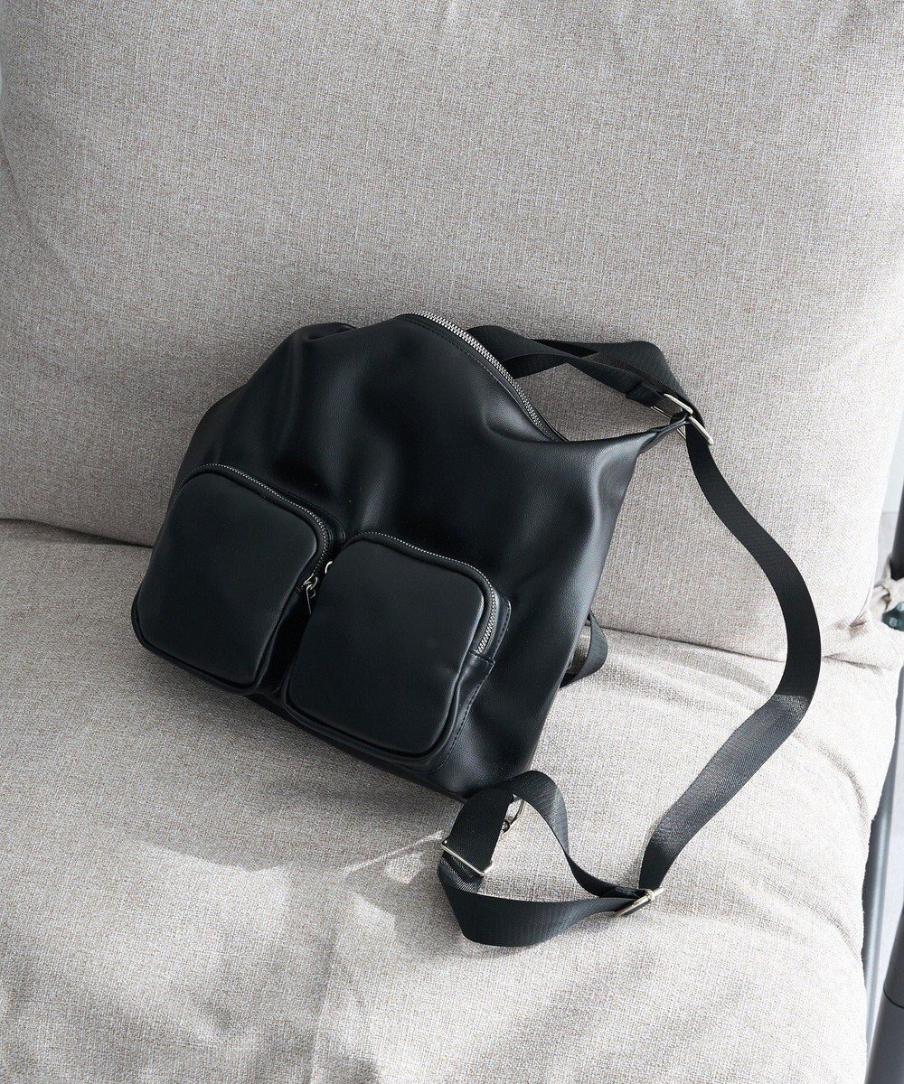 【アースミュージックアンドエコロジー/earth music&ecology】のWポケット3WAYショルダーバッグ インテリア・キッズ・メンズ・レディースファッション・服の通販 founy(ファニー) 　ファッション　Fashion　レディースファッション　Fashion for Women　バッグ　Bags　ショルダー　Shoulder, Shoulder Strap　ダブル　Double, Double-Breasted　ポケット　Pocket, Pocket Detail　ラップ　Wrap, Wrap Design　リュック　Backpack, Rucksack　旅行　Travel　Black|ID: prp329100004862770 ipo3291000000036118509