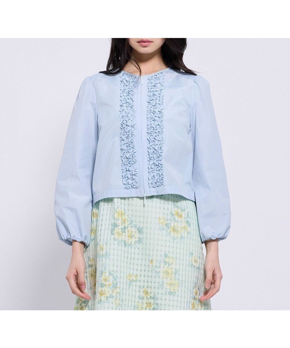 【トッカ/TOCCA】のSWEET FRILL JACKET ジャケット インテリア・キッズ・メンズ・レディースファッション・服の通販 founy(ファニー) 　ファッション　Fashion　レディースファッション　Fashion for Women　アウター　Coat / Outerwear Collection　レディースジャケット・軽アウター　Jackets　ノーカラージャケット / シンプル上品コーデ　Collarless Jackets　春　Spring　ジャケット　Jacket, Outerwear　フェミニン　Feminine, Girly　フリル　Frill, Ruffle　フロント　Front, Front Design　S/S・春夏　SS, Spring/Summer, Warm Season　夏　Summer　エレガント 上品　Elegant　ビジネス 仕事 通勤　Business / Work / Commuting　2026年　2026　スカイブルー系|ID: prp329100004862806 ipo3291000000036118945
