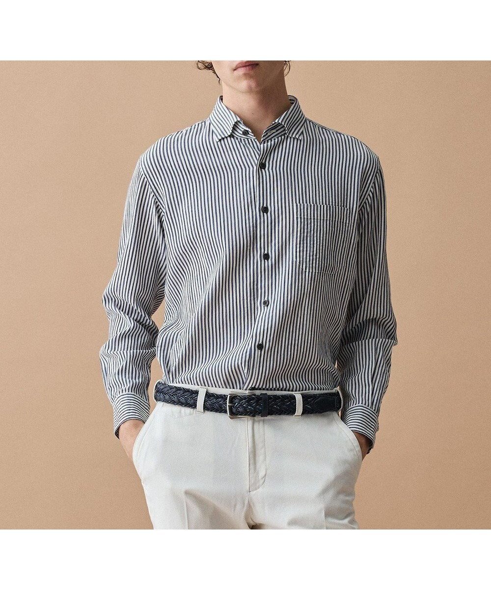 【ジョセフ アブード/JOSEPH ABBOUD / MEN】の【イージーケア・JAPANファブリック】ブロックストライプ シャツ インテリア・キッズ・メンズ・レディースファッション・服の通販 founy(ファニー) 　ファッション　Fashion　メンズファッション　Fashion for Men　トップス・カットソー　Cut & Sew Tops　メンズシャツ　Shirts　インナー　Innerwear　春　Spring　ジャケット　Jacket, Outerwear　ストライプ　Stripe, Striped Pattern　ストレッチ　Stretch, Stretchy Fabric　ファブリック　Fabric, Textile　フィット　Fit, Slim Fit　ブロック　Block, Solid Block Pattern　リラックス　Relax, Relaxed Fit　ワイド　Wide, Wide Fit　S/S・春夏　SS, Spring/Summer, Warm Season　おすすめ　Recommended / Our Picks　夏　Summer　ビジネス 仕事 通勤　Business / Work / Commuting　ネイビー系1|ID: prp329100004862977 ipo3291000000036150208