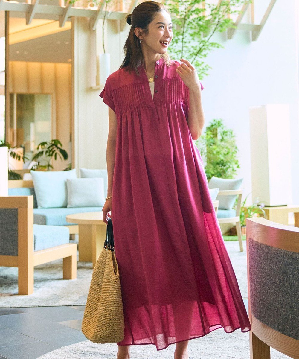 【23区/NIJYUSANKU】の【一部店舗限定/接触冷感/洗える】ラミータンブラー フレンチスリーブ ワンピース インテリア・キッズ・メンズ・レディースファッション・服の通販 founy(ファニー) 　ファッション　Fashion　レディースファッション　Fashion for Women　ワンピース　Dresses　春　Spring　洗える　Machine Washable　ギャザー　Gathered, Ruffled　シアー　Sheer, See-Through　スリーブ　Sleeve, Long Sleeve / Short Sleeve　タンブラー　Tumbler, Travel Mug　ノースリーブ　Sleeveless, No-Sleeve　フレア　Flare, Flared　フレンチ　French, French Style　レース　Lace, Lace Fabric　ローズ　Rose, Rose Motif　S/S・春夏　SS, Spring/Summer, Warm Season　夏　Summer　2025年　2025　2025春夏・S/S　Spring/Summer 2025 SS25　ローズ系|ID: prp329100004862991 ipo3291000000036150455