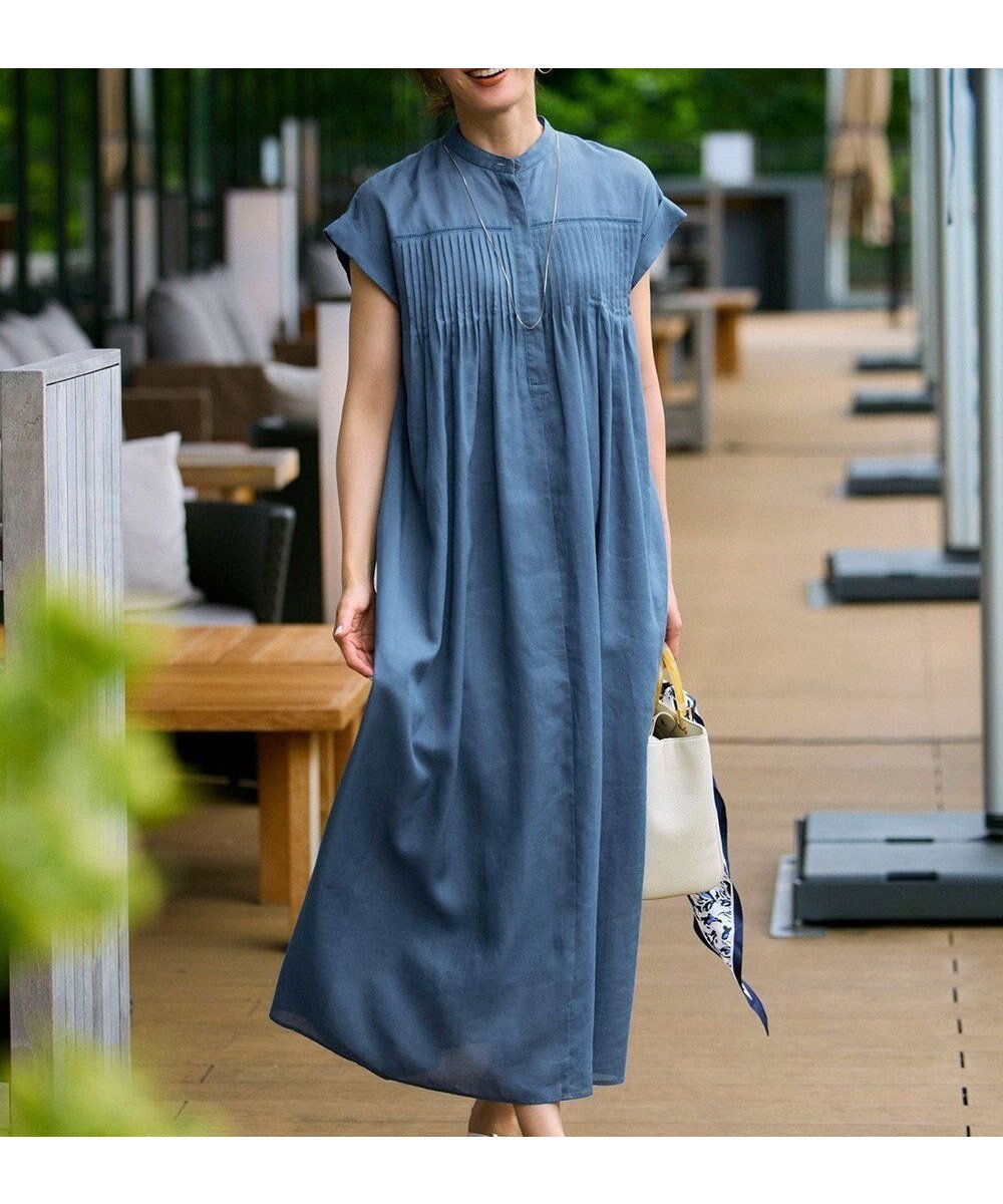 【23区/NIJYUSANKU】の【一部店舗限定/接触冷感/洗える】ラミータンブラー フレンチスリーブ ワンピース インテリア・キッズ・メンズ・レディースファッション・服の通販 founy(ファニー) 　ファッション　Fashion　レディースファッション　Fashion for Women　ワンピース　Dresses　春　Spring　洗える　Machine Washable　ギャザー　Gathered, Ruffled　シアー　Sheer, See-Through　スリーブ　Sleeve, Long Sleeve / Short Sleeve　タンブラー　Tumbler, Travel Mug　ノースリーブ　Sleeveless, No-Sleeve　フレア　Flare, Flared　フレンチ　French, French Style　レース　Lace, Lace Fabric　ローズ　Rose, Rose Motif　S/S・春夏　SS, Spring/Summer, Warm Season　夏　Summer　2025年　2025　2025春夏・S/S　Spring/Summer 2025 SS25　ダルブルー系|ID: prp329100004862991 ipo3291000000036150460