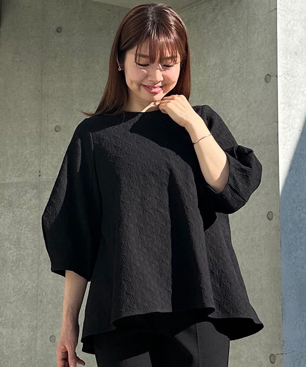 【アンフィーロ 自由区/UNFILO】のジャガードブラウス インテリア・キッズ・メンズ・レディースファッション・服の通販 founy(ファニー) ファッション Fashion レディースファッション Fashion for Women トップス・カットソー Cut & Sew Tops シャツ・ブラウス・オフィスカジュアル Elegant Blouses & Button-Ups ウォッシャブル Machine Washable テーパード Tapered, Tapered Pants フレア Flare, Flared エレガント 上品 Elegant 夏 Summer 春 Spring S/S・春夏 SS, Spring/Summer, Warm Season ブラック|ID: prp329100004863004 ipo3291000000036150839