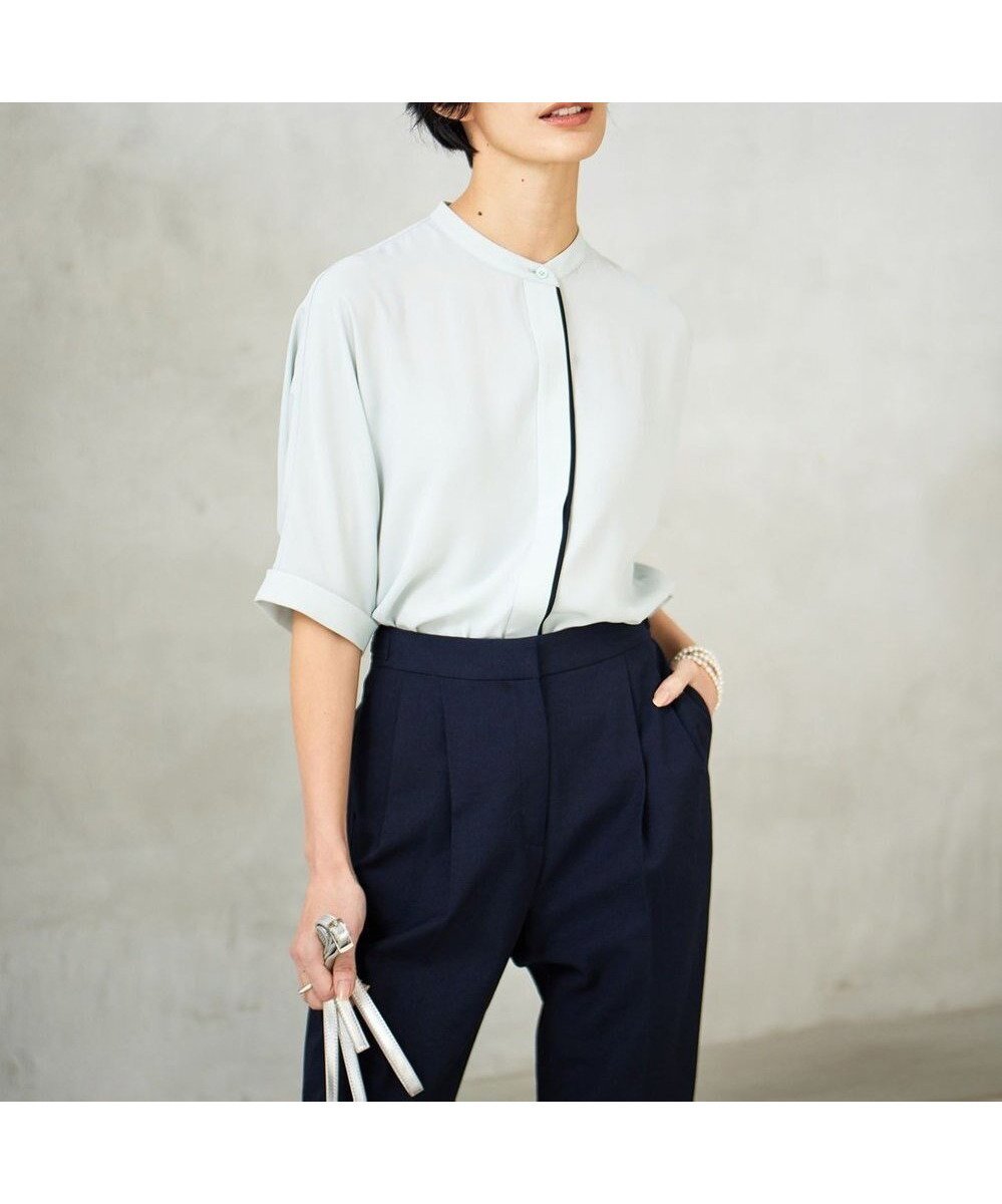 【アイシービー/iCB】の【新色追加・接触冷感・UVケア・速乾・洗える】BackSatinAmunzen 5分袖バンドカラーブラウス インテリア・キッズ・メンズ・レディースファッション・服の通販 founy(ファニー) 　ファッション　Fashion　レディースファッション　Fashion for Women　トップス・カットソー　Cut & Sew Tops　シャツ・ブラウス・オフィスカジュアル　Elegant Blouses & Button-Ups　春　Spring　洗える　Machine Washable　サテン　Satin, Glossy Fabric　人気　Popular, Best Seller　ワーク　Workwear, Utility Style　S/S・春夏　SS, Spring/Summer, Warm Season　夏　Summer　2024年　2024　2024春夏・S/S　Spring/Summer 2024 SS24　アイスグレー系[WEB限定]|ID: prp329100004863015 ipo3291000000036151192