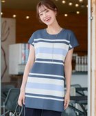 【ティアクラッセ/Tiaclasse】の【新色追加・洗える】マルチボーダーフレンチニットチュニック ブルー×オフ×サックス|ID: prp329100004863058 ipo3291000000036152651