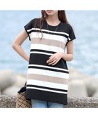 【ティアクラッセ/Tiaclasse】の【新色追加・洗える】マルチボーダーフレンチニットチュニック ブラック×オフ×モカ|ID: prp329100004863058 ipo3291000000036152658