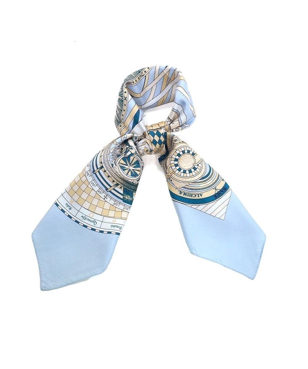 【マルカオリジナル/Marca originals】の【Marcaオリジナル】12宮 大判 シルクツイル スカーフ インテリア・キッズ・メンズ・レディースファッション・服の通販 founy(ファニー) 　ファッション　Fashion　レディースファッション　Fashion for Women　シルク　Silk, 100% Silk　シンプル　Simple, Minimal　スカーフ　Scarf, Neckwear　ストール　Stole, Wrap　ドレープ　Drape, Draping Fabric　ハンカチ　Handkerchief, Hanky　バンダナ　Bandana, Head Scarf　プリント　Print, Printed Pattern　モチーフ　Motif, Design Theme　サックス|ID: prp329100004863144 ipo3291000000036155419