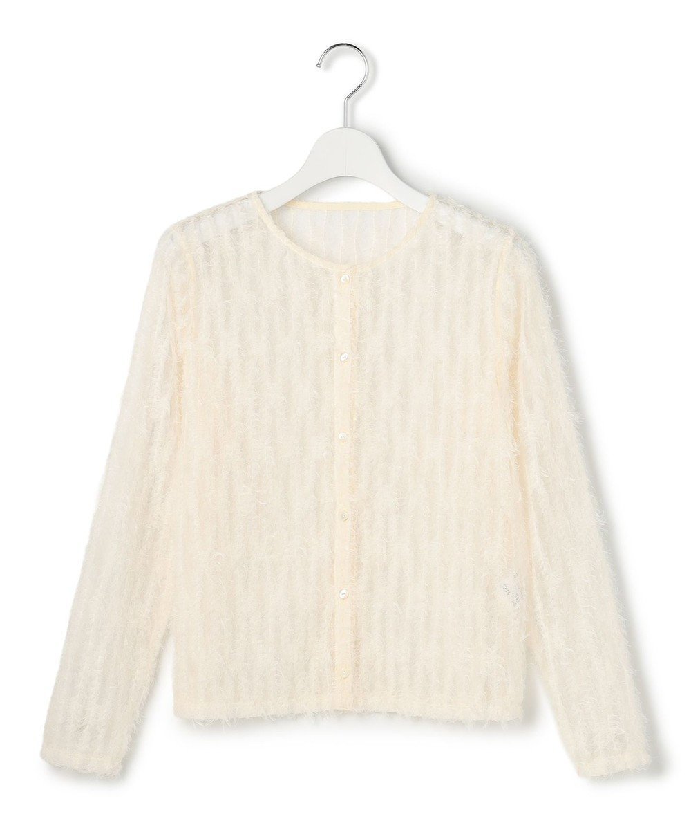 【23区/NIJYUSANKU】の【GOLD LABEL】フェザーチュール クルーネック カーディガン インテリア・キッズ・メンズ・レディースファッション・服の通販 founy(ファニー) 　ファッション　Fashion　レディースファッション　Fashion for Women　トップス・カットソー　Cut & Sew Tops　カーディガン・羽織り　Layered Style Cardigans　春　Spring　カーディガン　Cardigan, Knitwear　キャミソール　Camisole, Spaghetti Strap Top　クロップド　Cropped, Short Length　コレクション　Collection, Seasonal Line　シアー　Sheer, See-Through　シャーリング　Shirring, Ruched　シンプル　Simple, Minimal　スマート　Smart, Elegant　チュール　Tulip, Tulip Motif　デニム　Denim, Jeans Material　バランス　Balance, Style Balance　フロント　Front, Front Design　ロング　Long, Long-Length　ワイド　Wide, Wide Fit　S/S・春夏　SS, Spring/Summer, Warm Season　夏　Summer　2026年　2026　オフホワイト|ID: prp329100004863153 ipo3291000000036155577