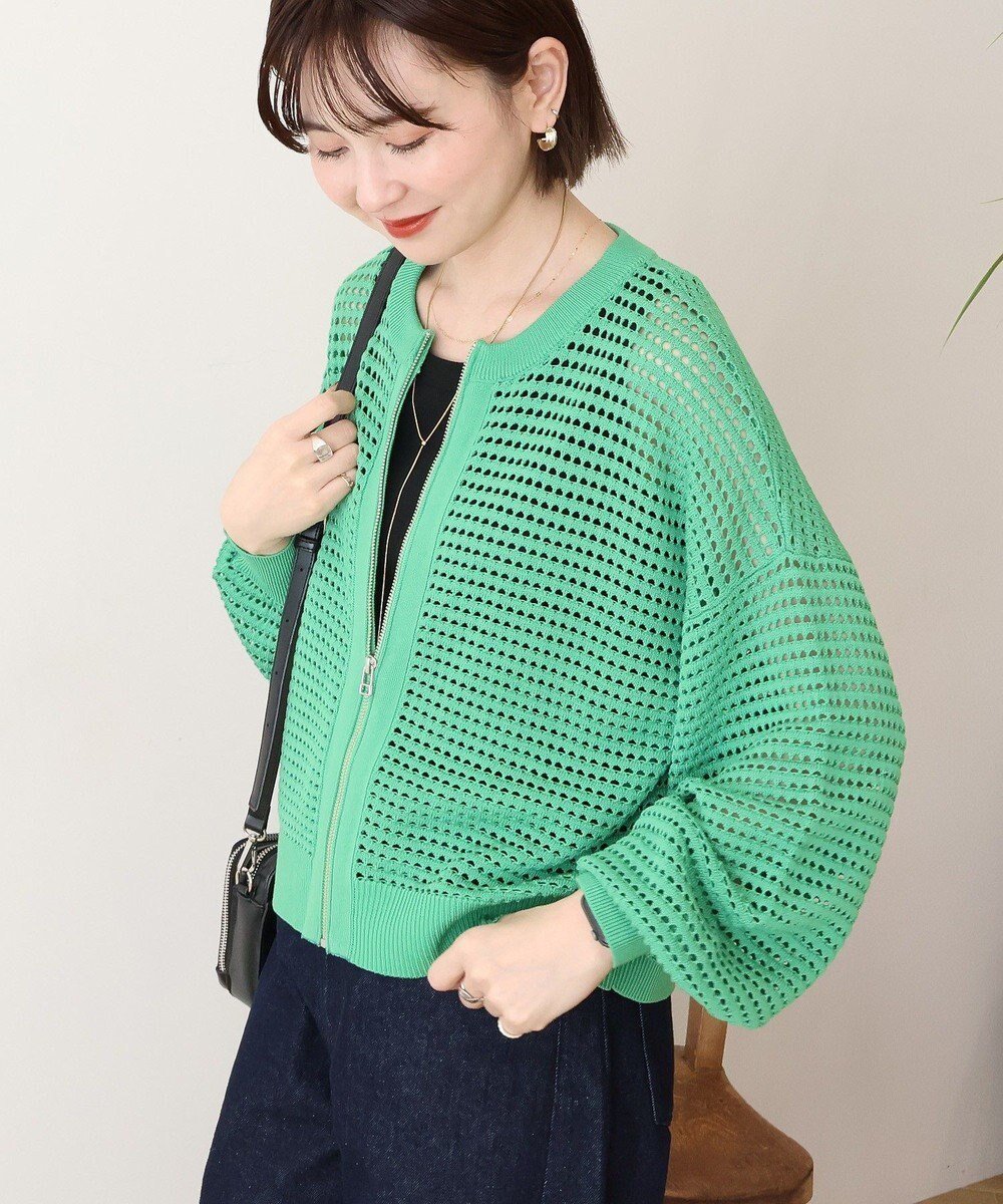 【アメリカンホリック/AMERICAN HOLIC】の【先行予約】ジップアップメッシュニットカーディガン【WEB限定カラー有り】 インテリア・キッズ・メンズ・レディースファッション・服の通販 founy(ファニー) 　ファッション　Fashion　レディースファッション　Fashion for Women　トップス・カットソー　Cut & Sew Tops　ニット　Knit Tops & Sweaters　カーディガン・羽織り　Layered Style Cardigans　おすすめ　Recommended / Our Picks　カーディガン　Cardigan, Knitwear　コンパクト　Compact, Small Size　タンク　Tank Top, Sleeveless Top　ポケット　Pocket, Pocket Detail　メッシュ　Mesh, Net Fabric　今季　This Season, Current Season　夏　Summer　春　Spring　S/S・春夏　SS, Spring/Summer, Warm Season　Green|ID: prp329100004863183 ipo3291000000036156058
