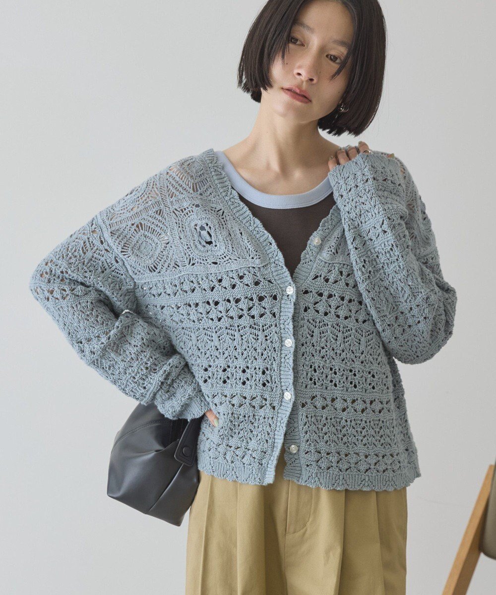 【アメリカンホリック/AMERICAN HOLIC】の【前後2WAY】レース透かし編みニットカーディガン インテリア・キッズ・メンズ・レディースファッション・服の通販 founy(ファニー) ファッション Fashion レディースファッション Fashion for Women トップス・カットソー Cut & Sew Tops ニット Knit Tops & Sweaters カーディガン・羽織り Layered Style Cardigans 春 Spring カーディガン Cardigan, Knitwear コンパクト Compact, Small Size シンプル Simple, Minimal 透かし Cut-Out, Lacework トレンド Trend, Trending Now ポケット Pocket, Pocket Detail レース Lace, Lace Fabric ロング Long, Long-Length ワイド Wide, Wide Fit S/S・春夏 SS, Spring/Summer, Warm Season 夏 Summer Sax|ID: prp329100004863213 ipo3291000000036156398