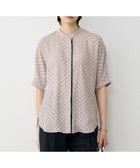 【アイシービー/iCB】の【WEB限定カラーあり】BackSatinAmunzen 5分袖バンドカラーブラウス ヘイズピンク×スクエアビット柄[WEB限定]|ID: prp329100004863293 ipo3291000000036380489