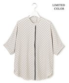 【アイシービー/iCB】の【WEB限定カラーあり】BackSatinAmunzen 5分袖バンドカラーブラウス トープ×スクエアビット柄[WEB限定]|ID: prp329100004863293 ipo3291000000036380495