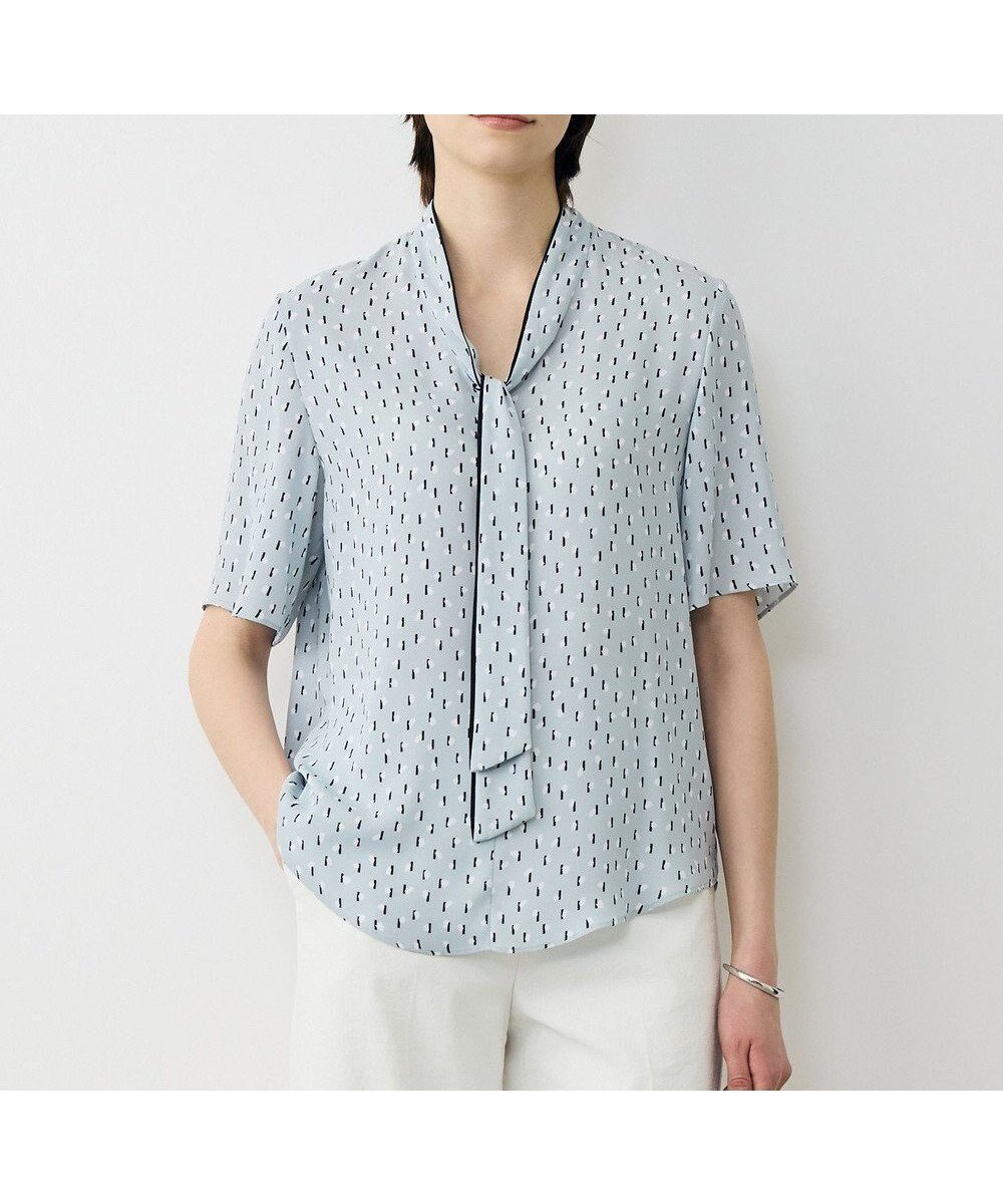 【アイシービー/iCB】の【先行予約】BackSatinAmunzen 5分袖配色ボウタイブラウス 人気、トレンドファッション・服の通販 founy(ファニー) 　ファッション　Fashion　レディースファッション　Fashion for Women　トップス・カットソー　Cut & Sew Tops　シャツ・ブラウス・オフィスカジュアル　Elegant Blouses & Button-Ups　春　Spring　今季　This Season, Current Season　サテン　Satin, Glossy Fabric　トリミング　Trimming, Decorative Edge　ドット　Polka Dot, Dot Pattern　人気　Popular, Best Seller　プリント　Print, Printed Pattern　モチーフ　Motif, Design Theme　S/S・春夏　SS, Spring/Summer, Warm Season　おすすめ　Recommended / Our Picks　夏　Summer　エレガント 上品　Elegant　セレモニー　Ceremony　ビジネス 仕事 通勤　Business / Work / Commuting　2026年　2026　 other-1|ID: prp329100004863388 ipo3291000000036157109