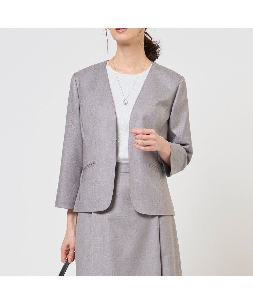 【ジェイ プレス/J.PRESS】のOXIJEWEL ストレッチ ノーカラー ジャケット インテリア・キッズ・メンズ・レディースファッション・服の通販 founy(ファニー) ファッション Fashion レディースファッション Fashion for Women アウター Coat / Outerwear Collection レディースジャケット・軽アウター Jackets ノーカラージャケット / シンプル上品コーデ Collarless Jackets ウォッシャブル Machine Washable 春 Spring 吸水 Absorbent, Quick-Dry シンプル Simple, Minimal ジャケット Jacket, Outerwear ストレッチ Stretch, Stretchy Fabric ドレープ Drape, Draping Fabric フロント Front, Front Design 羽織 Haori, Light Jacket S/S・春夏 SS, Spring/Summer, Warm Season 夏 Summer グレー系|ID: prp329100004863501 ipo3291000000036157715