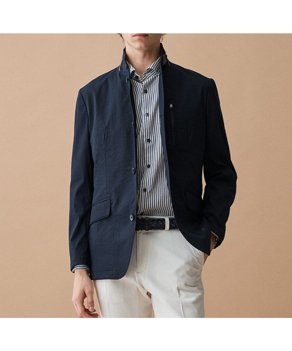 【ジョセフ アブード/JOSEPH ABBOUD / MEN】の【ストレッチ/7ポケット】ハイパワーピケストレッチアクティブレジャー ジャケット 26SSモデル インテリア・キッズ・メンズ・レディースファッション・服の通販 founy(ファニー) 　ファッション　Fashion　メンズファッション　Fashion for Men　アウター　Men's Coats Outerwear　ブルゾンジャケット / カジュアルアウター　Bomber Jackets & Blousons　春　Spring　軽量　Lightweight, Ultra Light　ジャケット　Jacket, Outerwear　ストレッチ　Stretch, Stretchy Fabric　ブルゾン　Blouson, Bomber Jacket　プリント　Print, Printed Pattern　ポケット　Pocket, Pocket Detail　S/S・春夏　SS, Spring/Summer, Warm Season　おすすめ　Recommended / Our Picks　夏　Summer　旅行　Travel　2026年　2026　ネイビー系|ID: prp329100004863654 ipo3291000000036176660