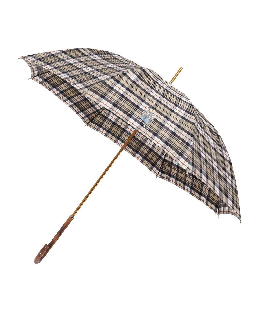 【ムーンバット/MOONBAT】の【雨傘】POLO RALPH LAUREN(ポロ ラルフローレン)チェック ポロベア ワンポイント 長傘 インテリア・キッズ・メンズ・レディースファッション・服の通販 founy(ファニー) 　ファッション　Fashion　レディースファッション　Fashion for Women　レイングッズ・傘・晴雨兼用傘　Umbrellas & Rain Gear　アイビー　Ivy Pattern　ウッド　Wooden Design　チェック　Check, Plaid, Tartan　ニューヨーク　New York, NYC Style　メタル　Metal, Metal Parts　ワンポイント　One Point, Statement Accent　エレガント 上品　Elegant　傘　Umbrella, Parasol　ベージュ|ID: prp329100004863659 ipo3291000000036176842