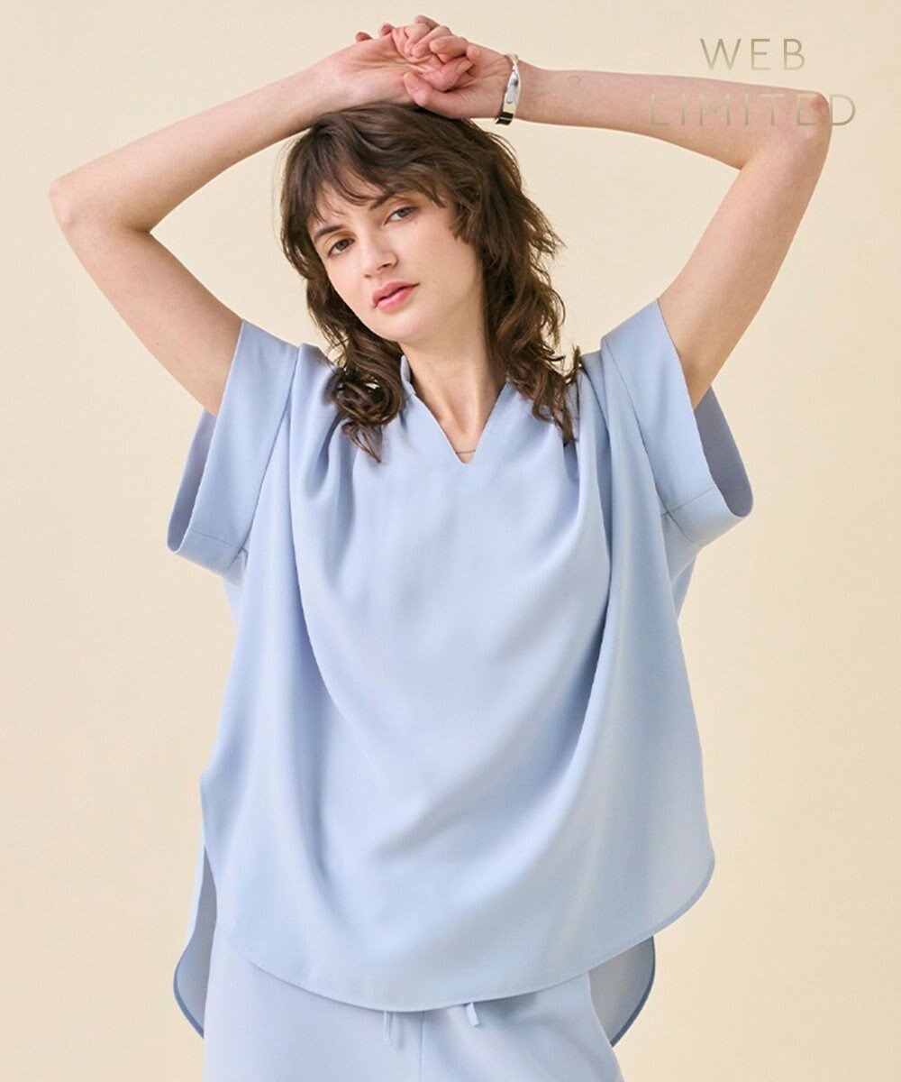 【ベイジ,/BEIGE,】の【WEB限定・洗える】CELOSIA / スキッパーブラウス インテリア・キッズ・メンズ・レディースファッション・服の通販 founy(ファニー) 　ファッション　Fashion　レディースファッション　Fashion for Women　トップス・カットソー　Cut & Sew Tops　シャツ・ブラウス・オフィスカジュアル　Elegant Blouses & Button-Ups　スキッパー　Skipper, Open Collar　夏　Summer　春　Spring　S/S・春夏　SS, Spring/Summer, Warm Season　洗える　Machine Washable　Sax|ID: prp329100004863665 ipo3291000000036176969