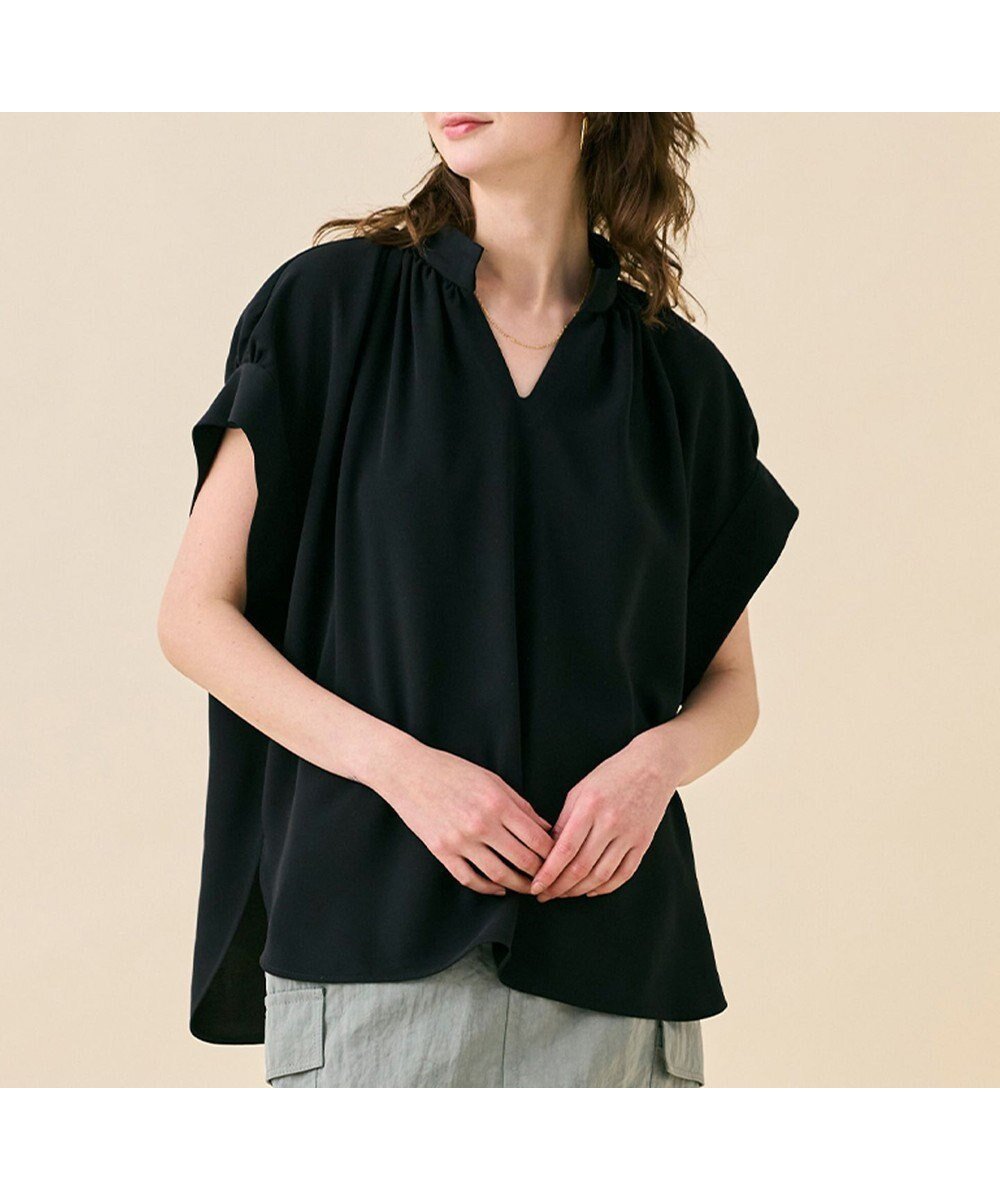 【ベイジ,/BEIGE,】の【WEB限定・洗える】CELOSIA / スキッパーブラウス インテリア・キッズ・メンズ・レディースファッション・服の通販 founy(ファニー) 　ファッション　Fashion　レディースファッション　Fashion for Women　トップス・カットソー　Cut & Sew Tops　シャツ・ブラウス・オフィスカジュアル　Elegant Blouses & Button-Ups　スキッパー　Skipper, Open Collar　夏　Summer　春　Spring　S/S・春夏　SS, Spring/Summer, Warm Season　洗える　Machine Washable　Black|ID: prp329100004863665 ipo3291000000036176972