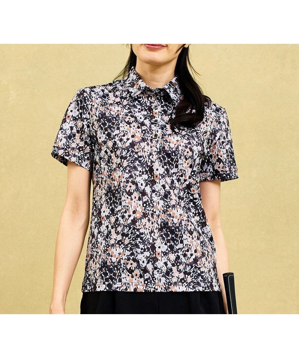 【23区 ゴルフ/NIJYUSANKU GOLF】の【WOMEN】総柄フラワープリント ポロシャツ インテリア・キッズ・メンズ・レディースファッション・服の通販 founy(ファニー) 　ファッション　Fashion　レディースファッション　Fashion for Women　トップス・カットソー　Cut & Sew Tops　シャツ・ブラウス・オフィスカジュアル　Elegant Blouses & Button-Ups　ポロシャツ・きれいめカジュアル　Smart-Casual Polo Tops　花柄・フラワープリント・モチーフ　Floral Prints & Motifs / Flower Pattern Tops　おすすめ　Recommended / Our Picks　コンパクト　Compact, Small Size　ゴルフ　Golf　ショート　Short, Short Length　セットアップ　Set-Up, Coordinated Outfit　フラワー　Flower, Floral　プリント　Print, Printed Pattern　ベスト　Vest, Waistcoat　ポロシャツ　Polo Shirt, Collared Tee　ワイド　Wide, Wide Fit　吸水　Absorbent, Quick-Dry　夏　Summer　定番　Standard, Basic Item　春　Spring　S/S・春夏　SS, Spring/Summer, Warm Season　軽量　Lightweight, Ultra Light　ブラック系5|ID: prp329100004863672 ipo3291000000036177094