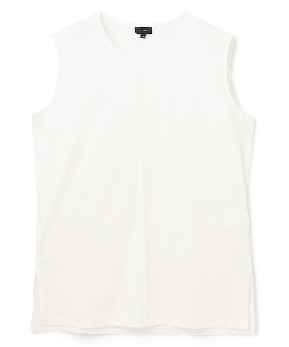 【ジョゼフ/JOSEPH】の【洗える】ロイヤルコットン ラウンドネックカットソー インテリア・キッズ・メンズ・レディースファッション・服の通販 founy(ファニー) 　ファッション　Fashion　レディースファッション　Fashion for Women　トップス・カットソー　Cut & Sew Tops　シャツ・ブラウス・オフィスカジュアル　Elegant Blouses & Button-Ups　ロングTシャツ・Tシャツ　Longline T-Shirts & Tees　カットソー・ベーシックTシャツ　Cut-and-Sewn Tops / Stretch Tees & Basics　カットソー　Cut and Sewn Top　シンプル　Simple, Minimal　スリット　Slit, Slit Detail　センター　Center, Center Line　フロント　Front, Front Design　夏　Summer　春　Spring　S/S・春夏　SS, Spring/Summer, Warm Season　洗える　Machine Washable　White|ID: prp329100004863684 ipo3291000000036177385