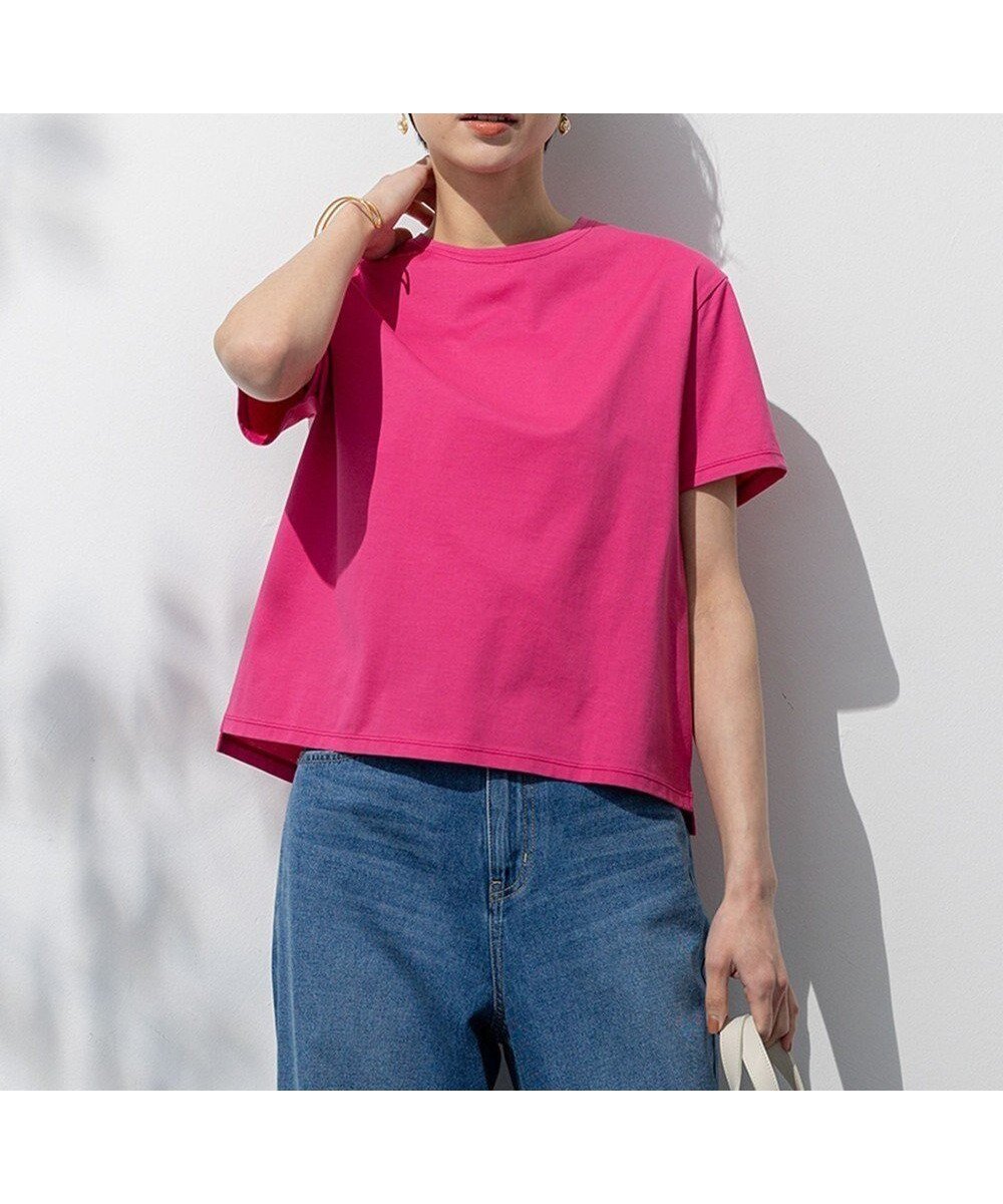 【23区/NIJYUSANKU】の【洗える】ハイエンド クルーネック Tシャツ 人気、トレンドファッション・服の通販 founy(ファニー) 　ファッション　Fashion　レディースファッション　Fashion for Women　トップス・カットソー　Cut & Sew Tops　シャツ・ブラウス・オフィスカジュアル　Elegant Blouses & Button-Ups　ロングTシャツ・Tシャツ　Longline T-Shirts & Tees　カットソー・ベーシックTシャツ　Cut-and-Sewn Tops / Stretch Tees & Basics　インナー　Innerwear　春　Spring　洗える　Machine Washable　カットソー　Cut and Sewn Top　キャミソール　Camisole, Spaghetti Strap Top　キャミワンピース　Cami Dress, Slip Dress　シルケット　Silket, Silky Cotton　シンプル　Simple, Minimal　ストレッチ　Stretch, Stretchy Fabric　スリーブ　Sleeve, Long Sleeve / Short Sleeve　ダメージ　Distressed, Destroyed　ドロップ　Drop Shoulder, Dropped Style　なめらか　Smooth, Silky Texture　フレア　Flare, Flared　半袖　Short Sleeve, Half Sleeve　S/S・春夏　SS, Spring/Summer, Warm Season　おすすめ　Recommended / Our Picks　夏　Summer　2025年　2025　2025春夏・S/S　Spring/Summer 2025 SS25　 other-1|ID: prp329100004863685 ipo3291000000036177389