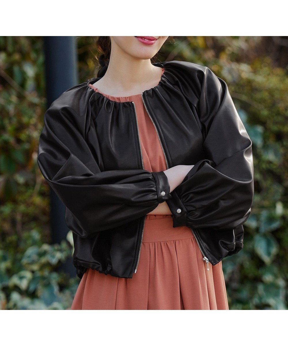 【ティアクラッセ/Tiaclasse】の【洗える】ソフトフェイクレザージップブルゾン インテリア・キッズ・メンズ・レディースファッション・服の通販 founy(ファニー) 　ファッション　Fashion　レディースファッション　Fashion for Women　アウター　Coat / Outerwear Collection　レディースジャケット・軽アウター　Jackets　ブルゾンジャケット・スポーティアウター　Blouson Jackets　春　Spring　洗える　Machine Washable　秋　Autumn　ショート　Short, Short Length　ジップアップ　Zip-Up, Full Zip　ジャケット　Jacket, Outerwear　スリーブ　Sleeve, Long Sleeve / Short Sleeve　長袖　Long Sleeve, Full Sleeve　バルーン　Balloon, Balloon Silhouette　フェイクレザー　Faux Leather, PU Leather　ブルゾン　Blouson, Bomber Jacket　ポケット　Pocket, Pocket Detail　ラウンド　Round, Round Neck　冬　Winter / This Winter　A/W・秋冬　Autumn/Winter　おすすめ　Recommended / Our Picks　日本製　Made In Japan　エレガント 上品　Elegant　ブラック|ID: prp329100004863692 ipo3291000000036177570