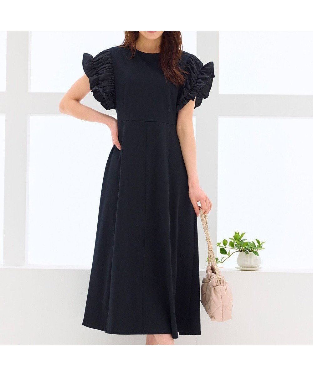 【フェルゥ/Feroux】の【洗える】ドレスシルエット カットソー ワンピース インテリア・キッズ・メンズ・レディースファッション・服の通販 founy(ファニー) 　ファッション　Fashion　レディースファッション　Fashion for Women　ワンピース　Dresses　フォーマル・パーティードレス・結婚式用ドレス　Elegant & Casual Dresses　おすすめ　Recommended / Our Picks　カットソー　Cut and Sewn Top　シャーリング　Shirring, Ruched　シンプル　Simple, Minimal　ドレス　Dress, One-Piece　フェミニン　Feminine, Girly　ミックス　Mix, Mixed Style　夏　Summer　春　Spring　S/S・春夏　SS, Spring/Summer, Warm Season　洗える　Machine Washable　ブラック系|ID: prp329100004863695 ipo3291000000036177678